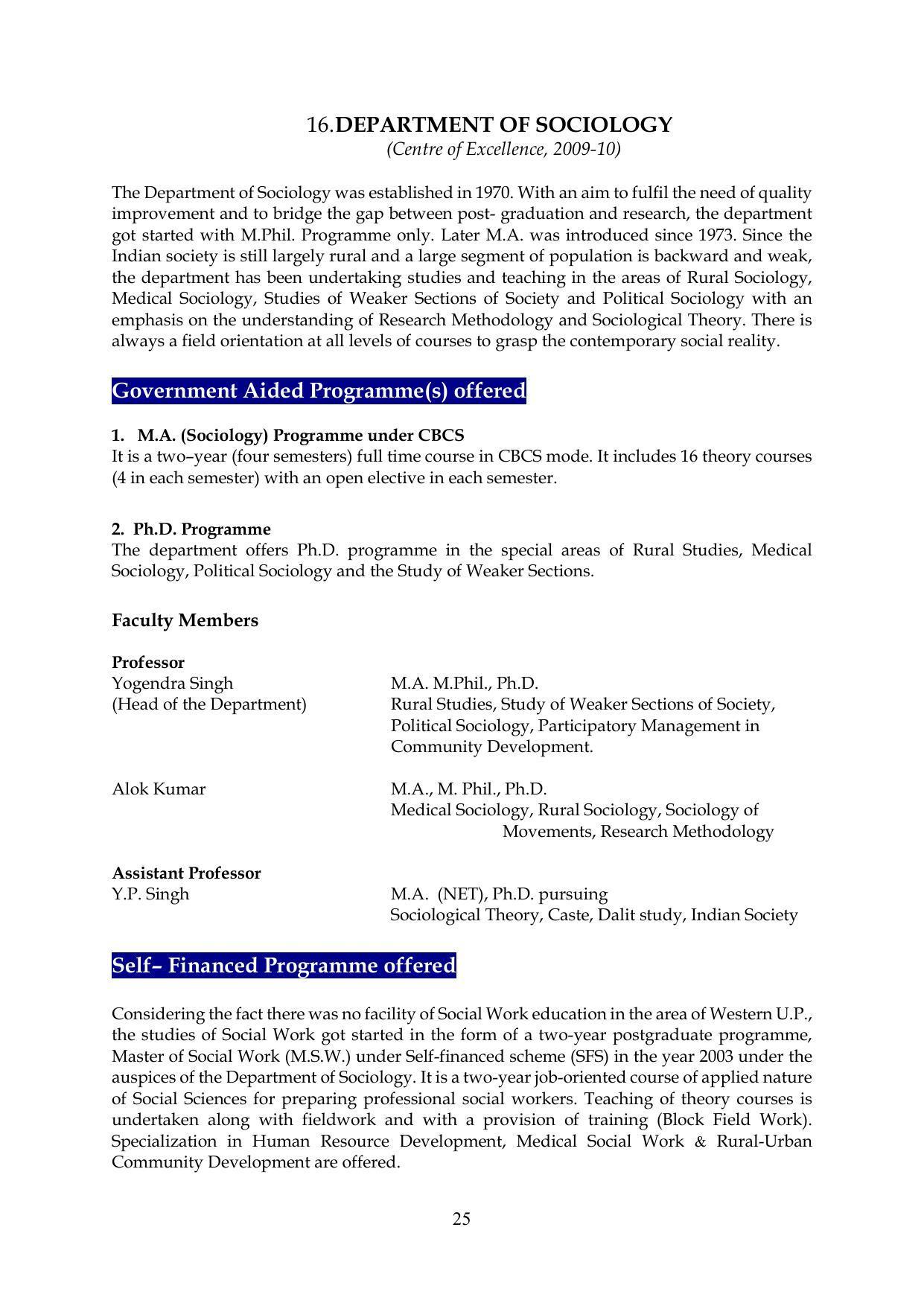 Chaudhary Charan Singh University: Meerut University, Meerut Information Brochure 2021-22 - Page 25