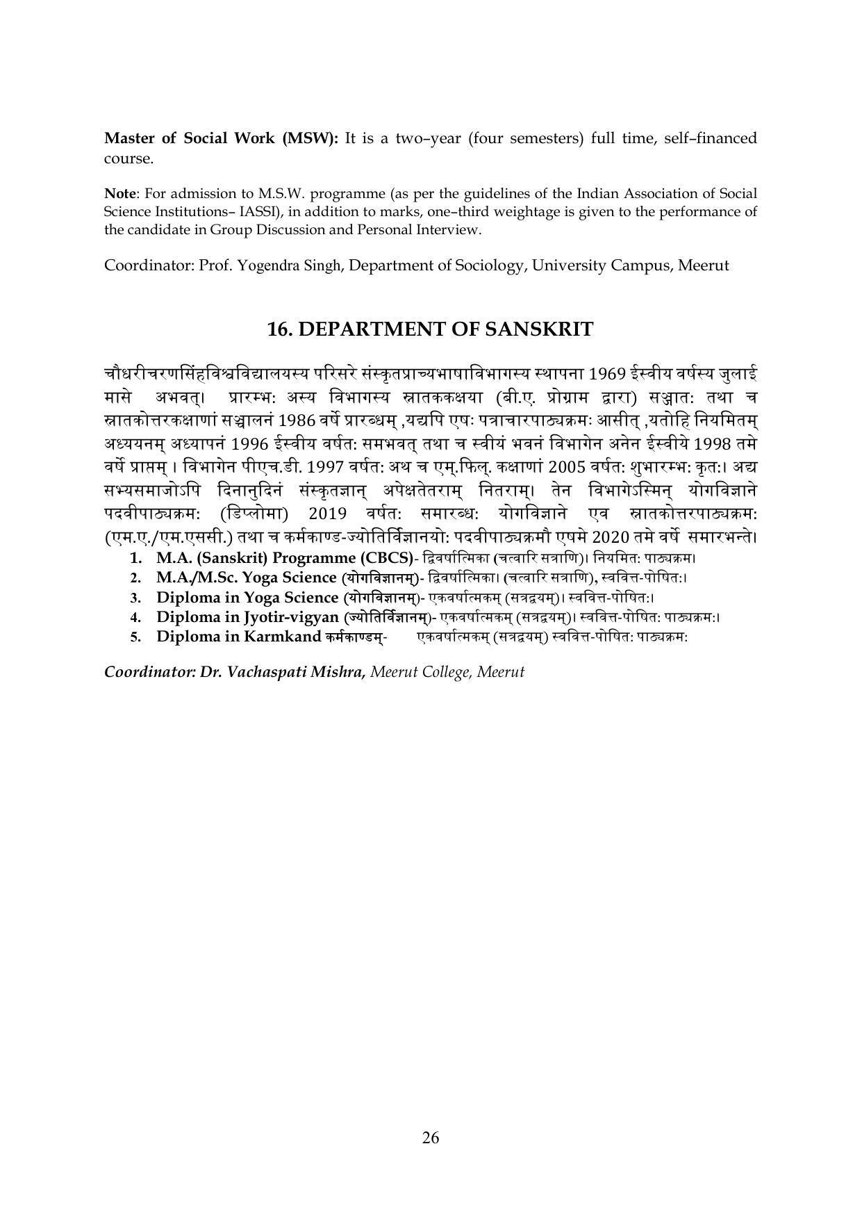 Chaudhary Charan Singh University: Meerut University, Meerut Information Brochure 2021-22 - Page 26