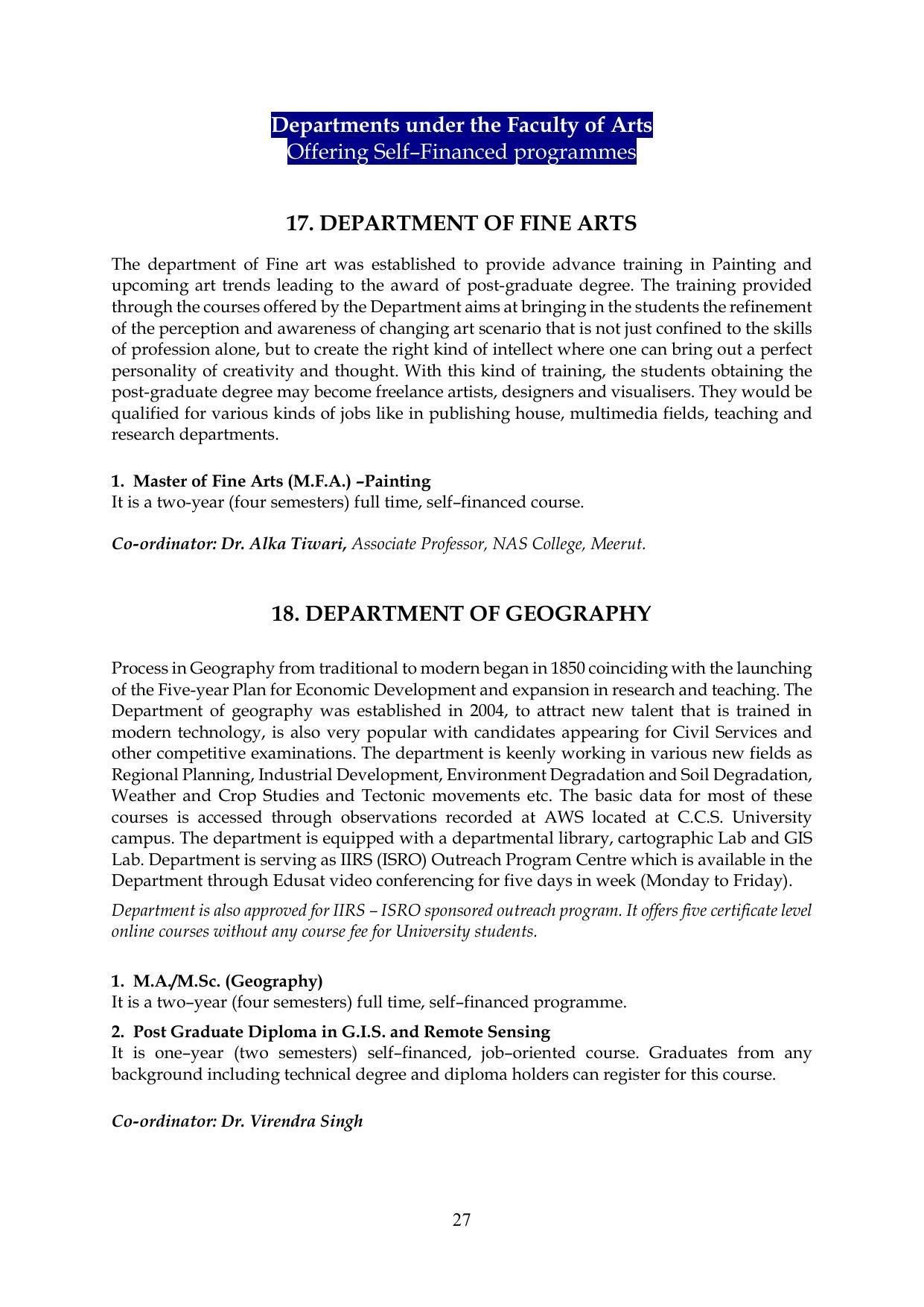 Chaudhary Charan Singh University: Meerut University, Meerut Information Brochure 2021-22 - Page 27