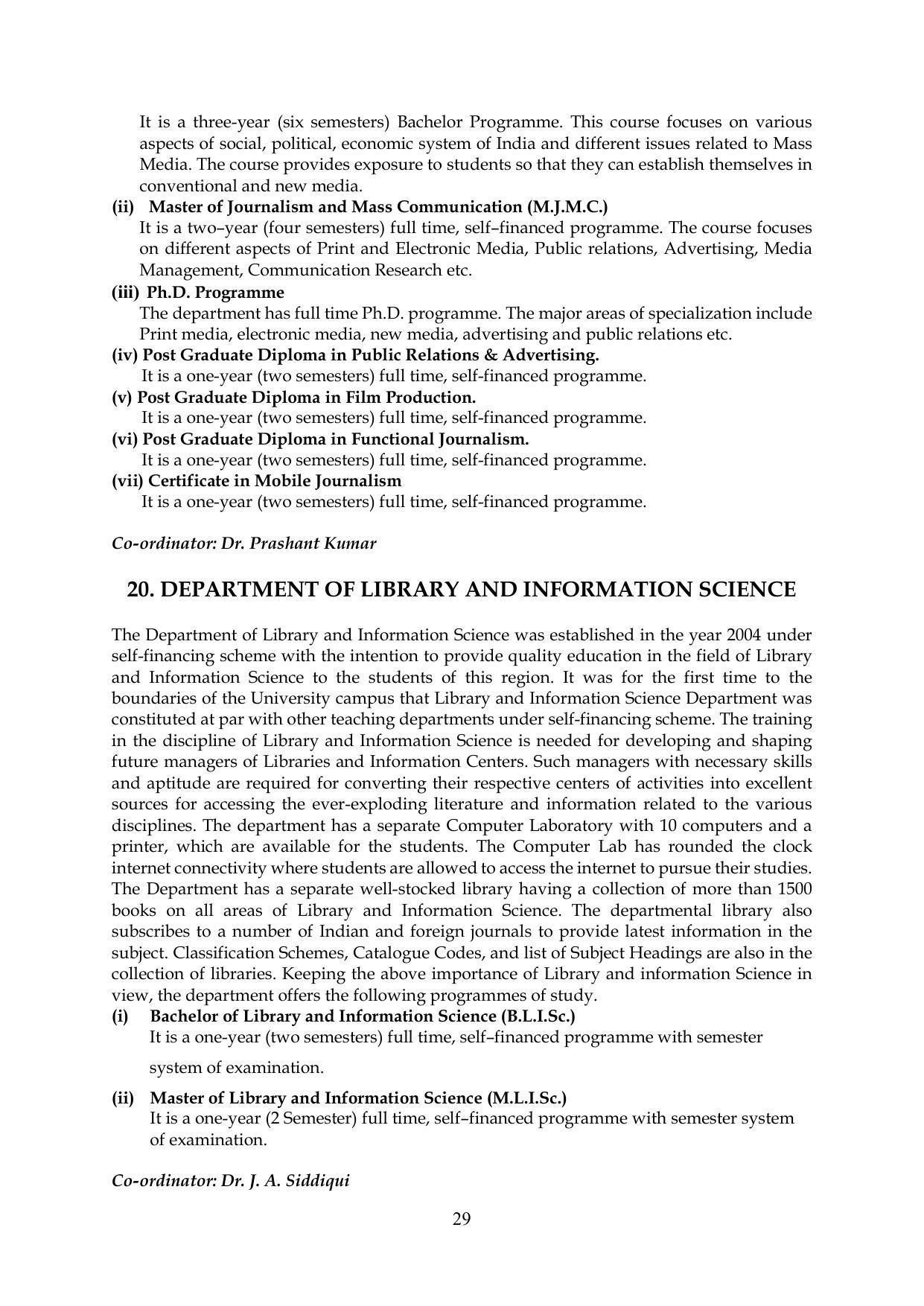 Chaudhary Charan Singh University: Meerut University, Meerut Information Brochure 2021-22 - Page 29