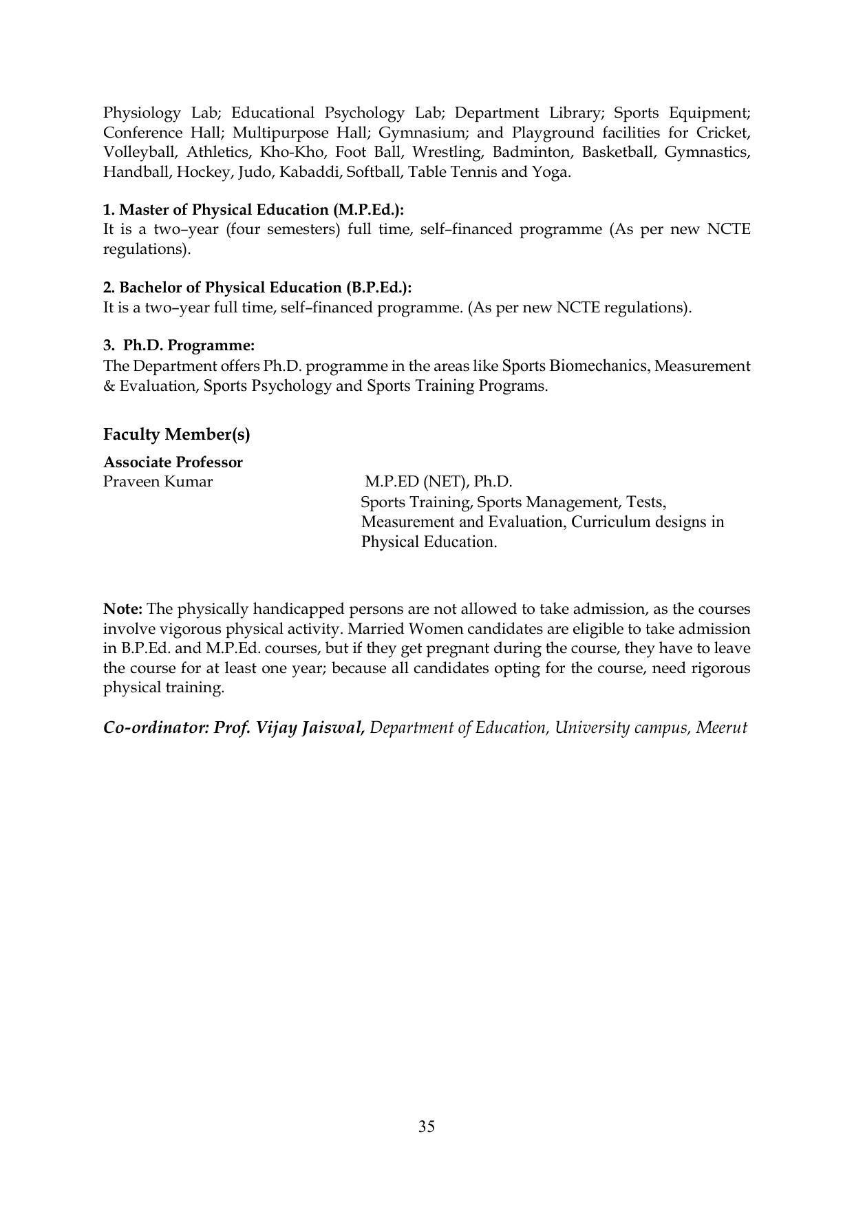Chaudhary Charan Singh University: Meerut University, Meerut Information Brochure 2021-22 - Page 35