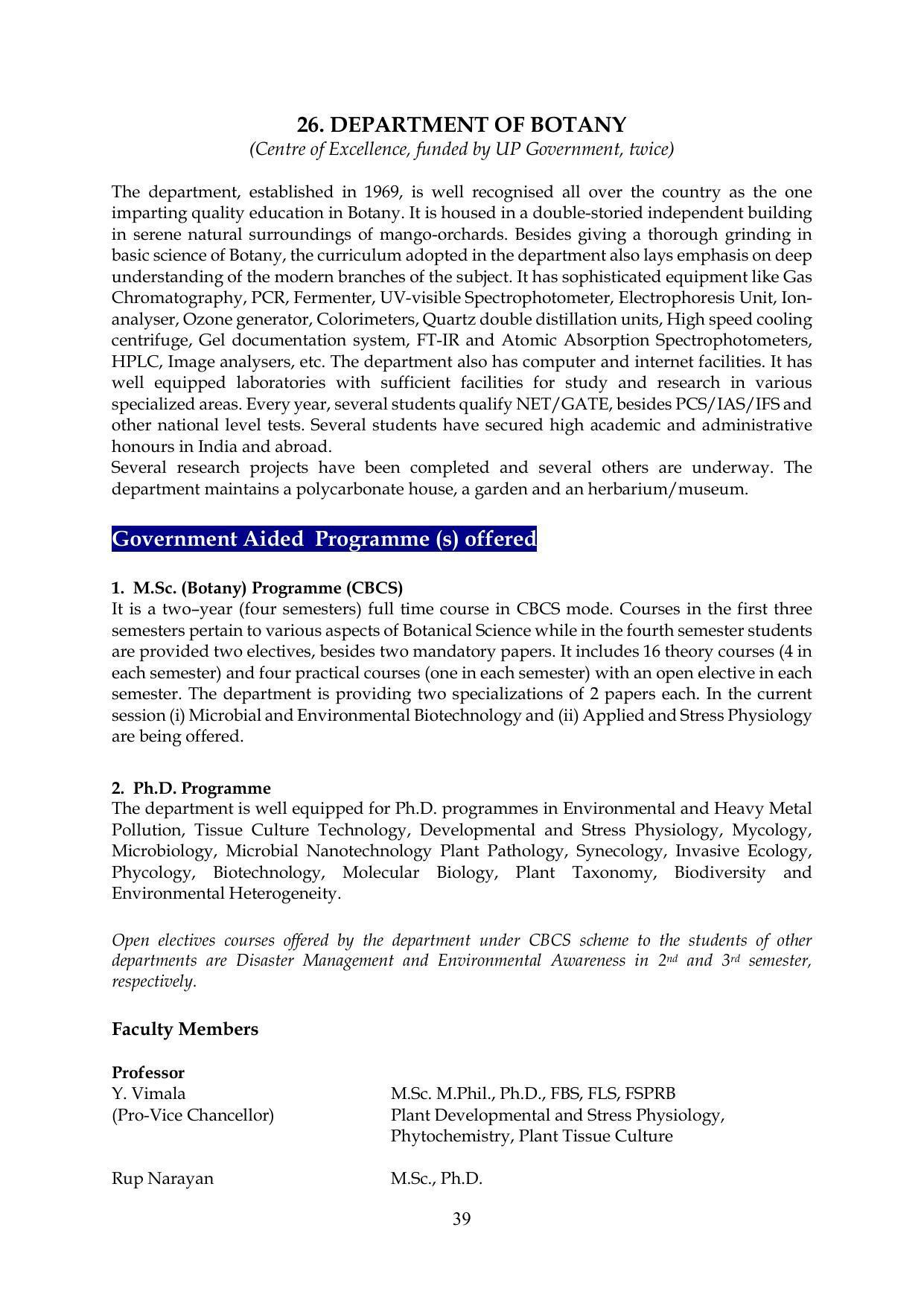 Chaudhary Charan Singh University: Meerut University, Meerut Information Brochure 2021-22 - Page 39