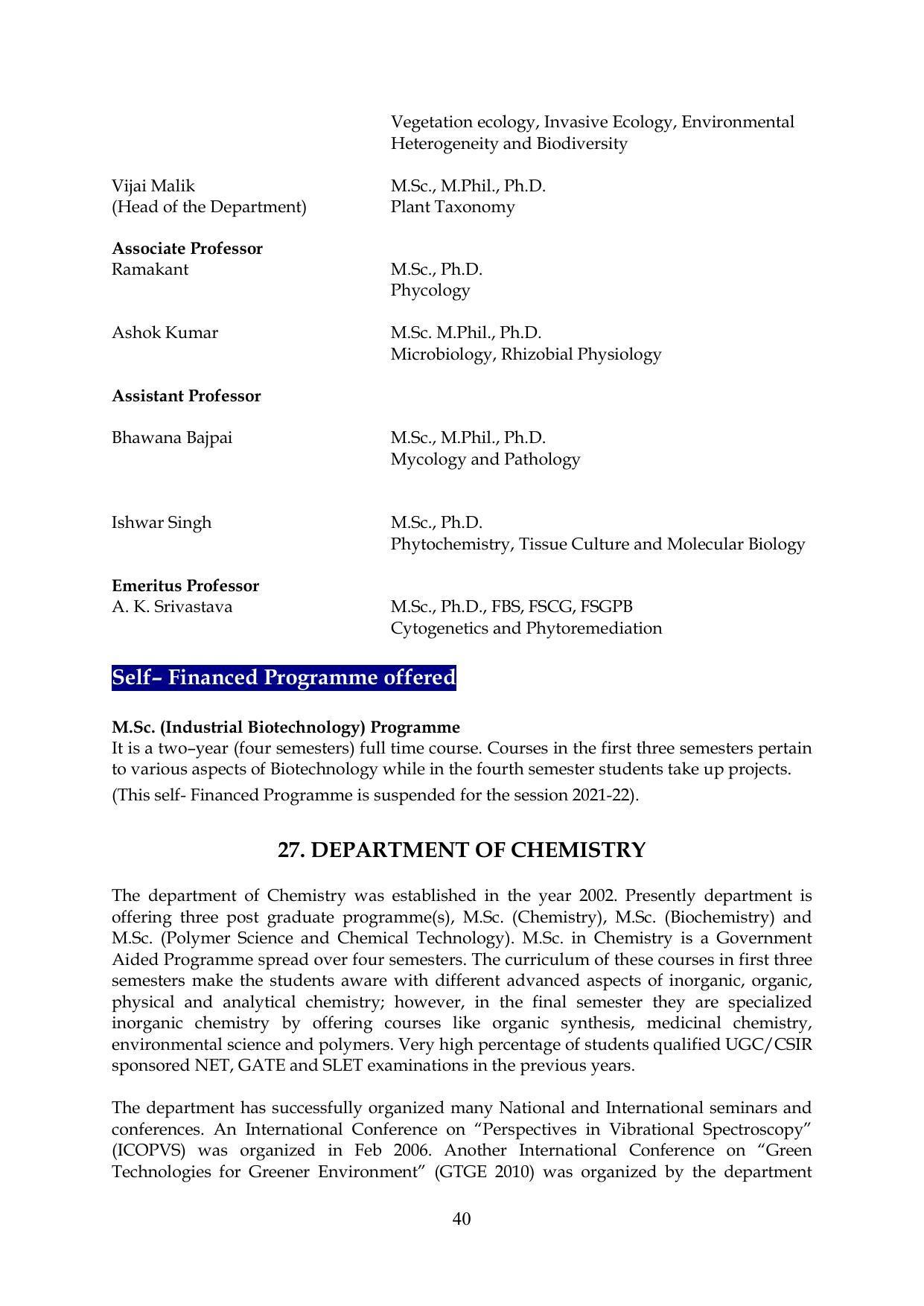 Chaudhary Charan Singh University: Meerut University, Meerut Information Brochure 2021-22 - Page 40