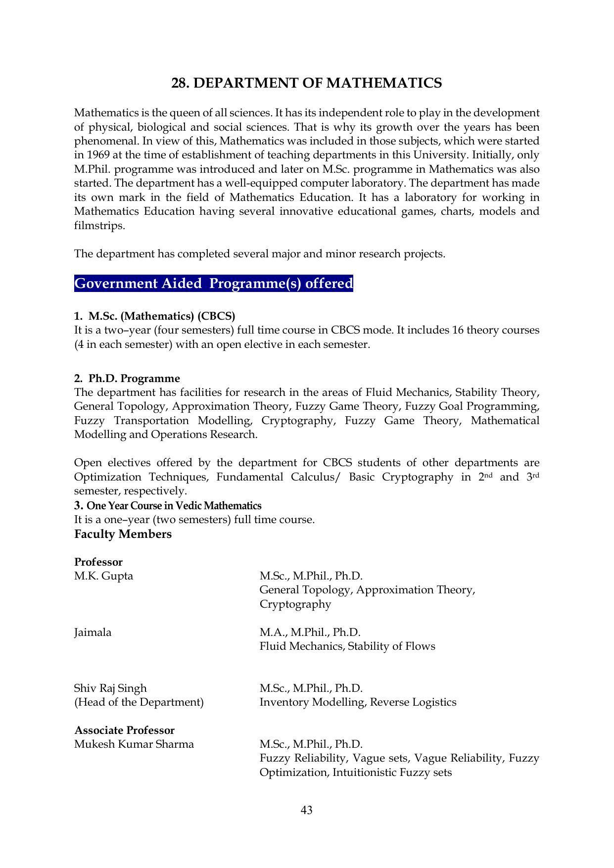 Chaudhary Charan Singh University: Meerut University, Meerut Information Brochure 2021-22 - Page 43