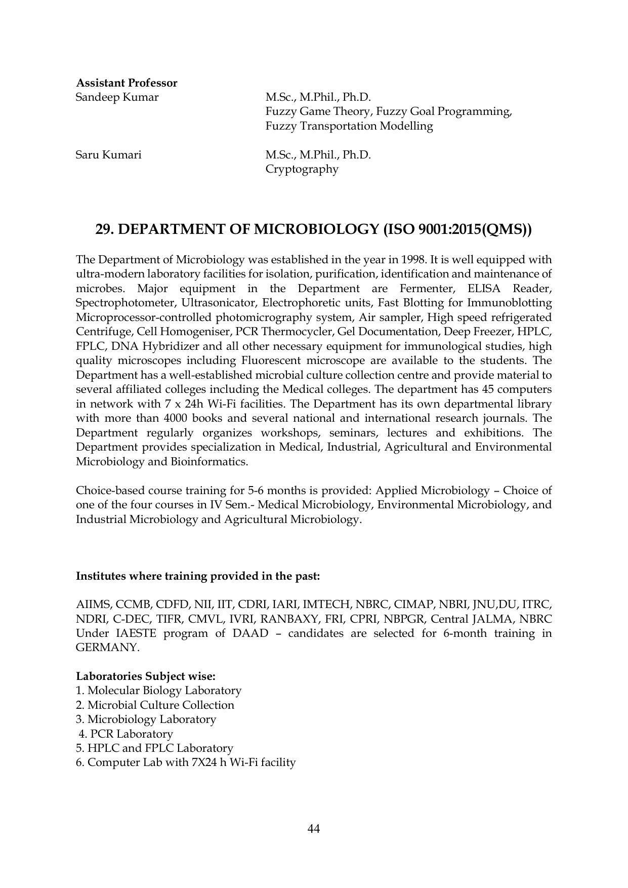 Chaudhary Charan Singh University: Meerut University, Meerut Information Brochure 2021-22 - Page 44