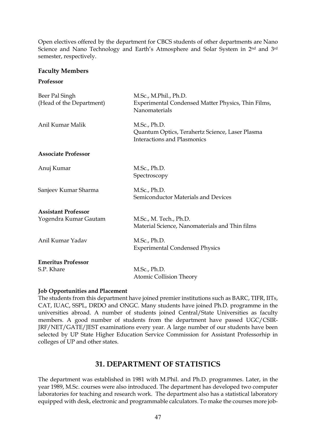 Chaudhary Charan Singh University: Meerut University, Meerut Information Brochure 2021-22 - Page 47