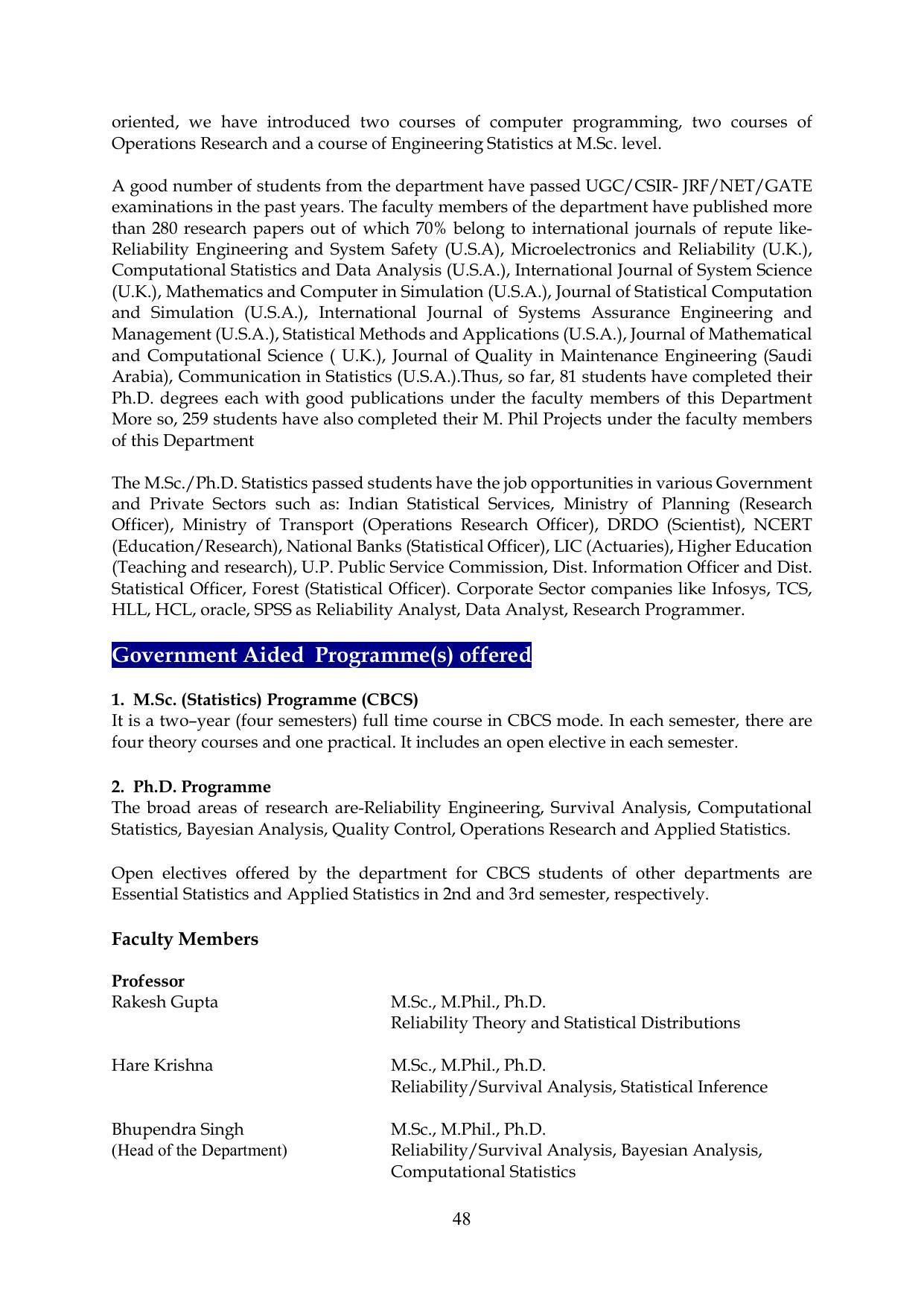Chaudhary Charan Singh University: Meerut University, Meerut Information Brochure 2021-22 - Page 48