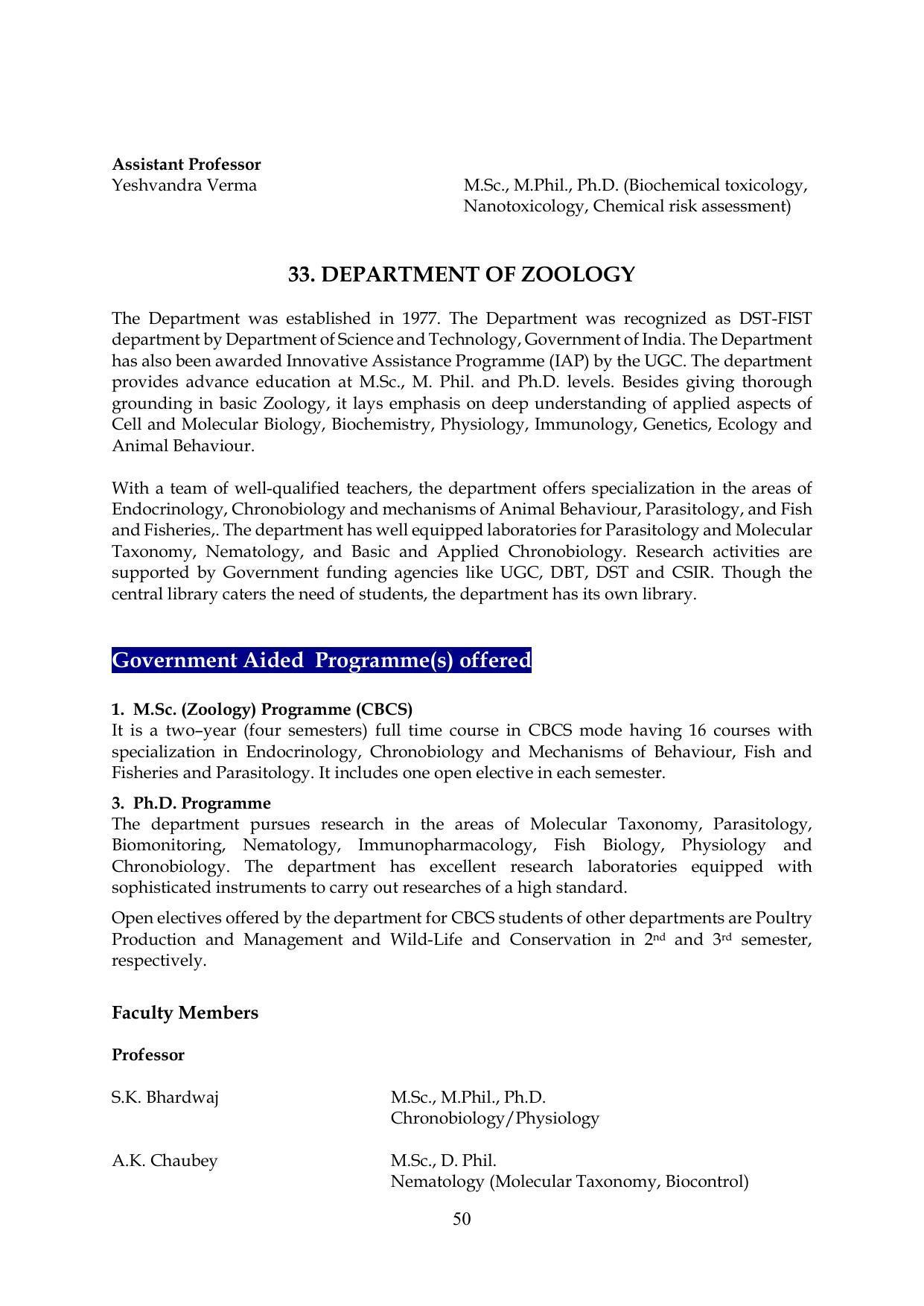 Chaudhary Charan Singh University: Meerut University, Meerut Information Brochure 2021-22 - Page 50