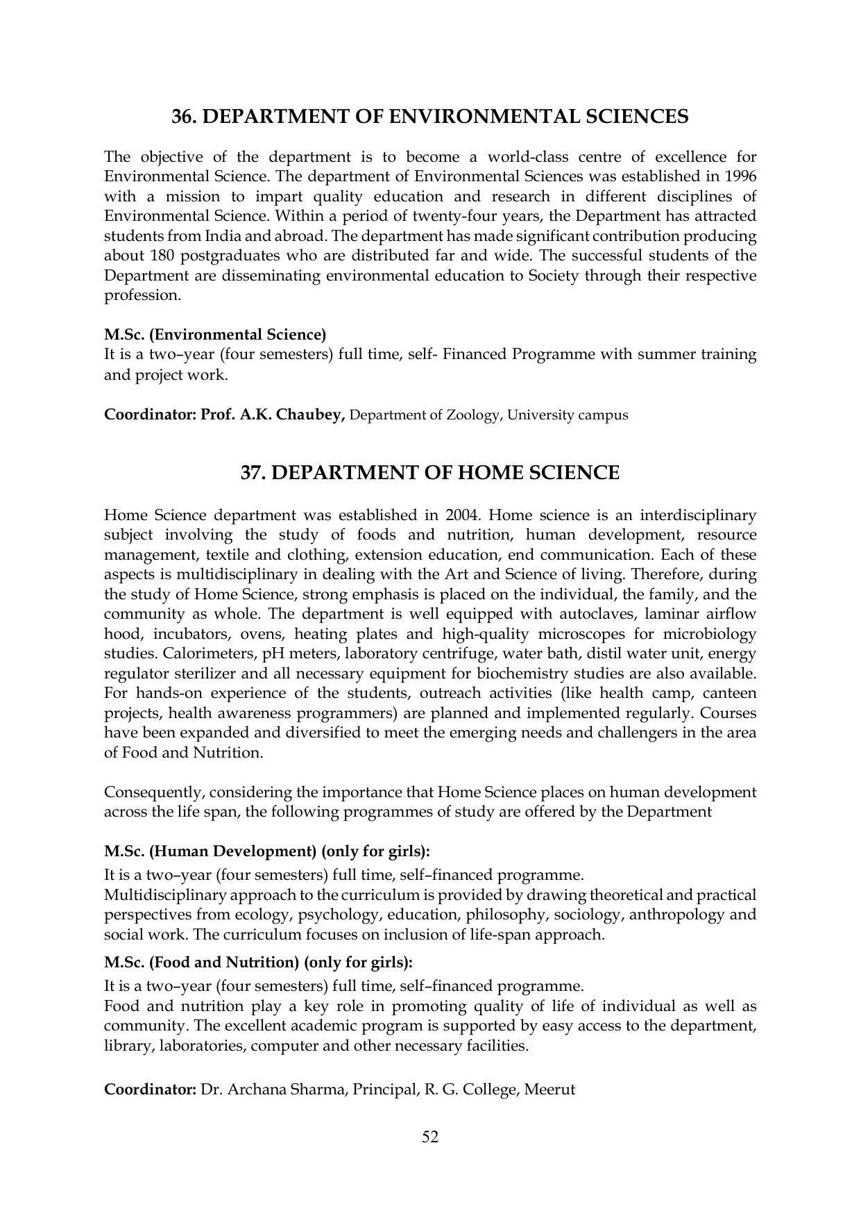 Chaudhary Charan Singh University: Meerut University, Meerut Information Brochure 2021-22 - Page 52