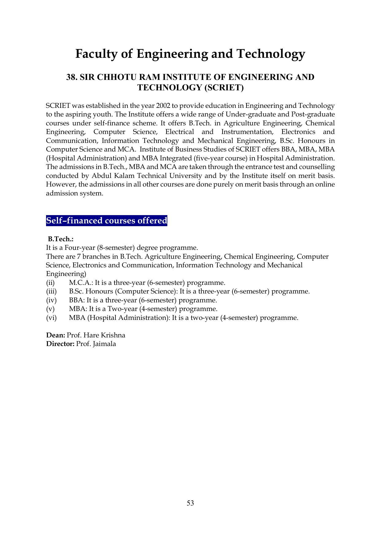 Chaudhary Charan Singh University: Meerut University, Meerut Information Brochure 2021-22 - Page 53