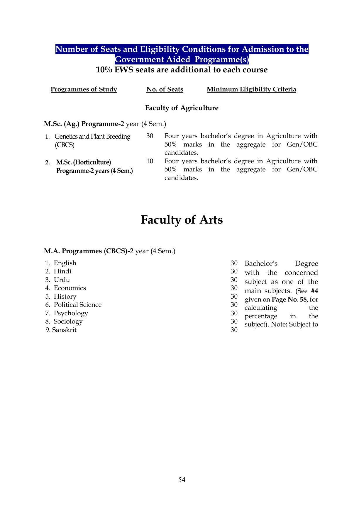 Chaudhary Charan Singh University: Meerut University, Meerut Information Brochure 2021-22 - Page 54