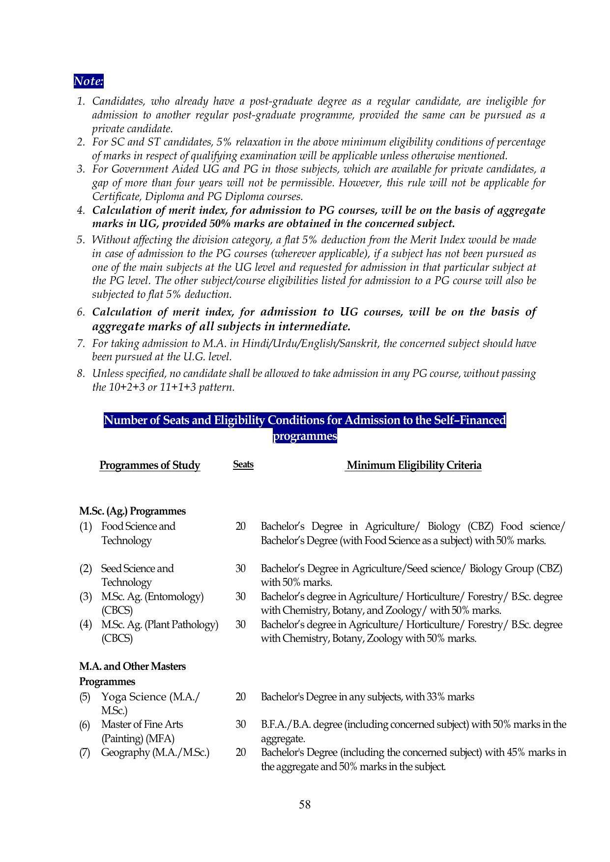 Chaudhary Charan Singh University: Meerut University, Meerut Information Brochure 2021-22 - Page 58