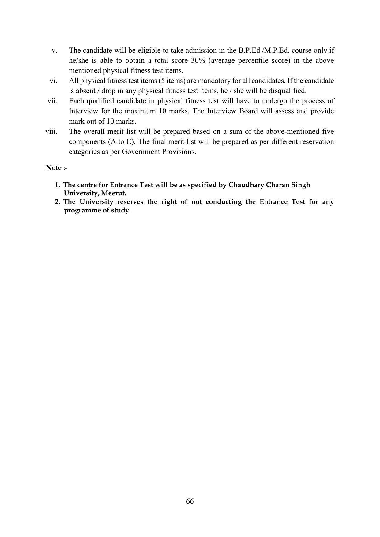 Chaudhary Charan Singh University: Meerut University, Meerut Information Brochure 2021-22 - Page 66