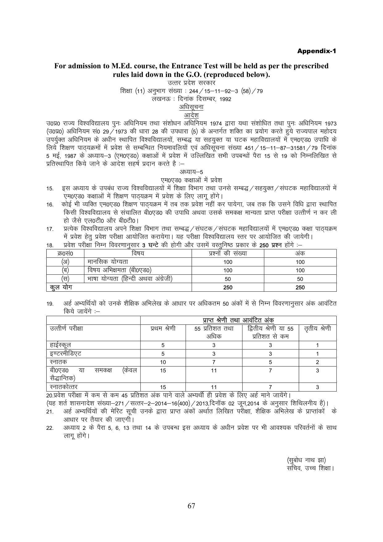 Chaudhary Charan Singh University: Meerut University, Meerut Information Brochure 2021-22 - Page 67
