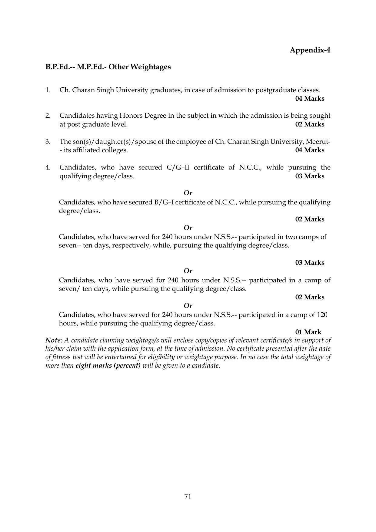 Chaudhary Charan Singh University: Meerut University, Meerut Information Brochure 2021-22 - Page 71