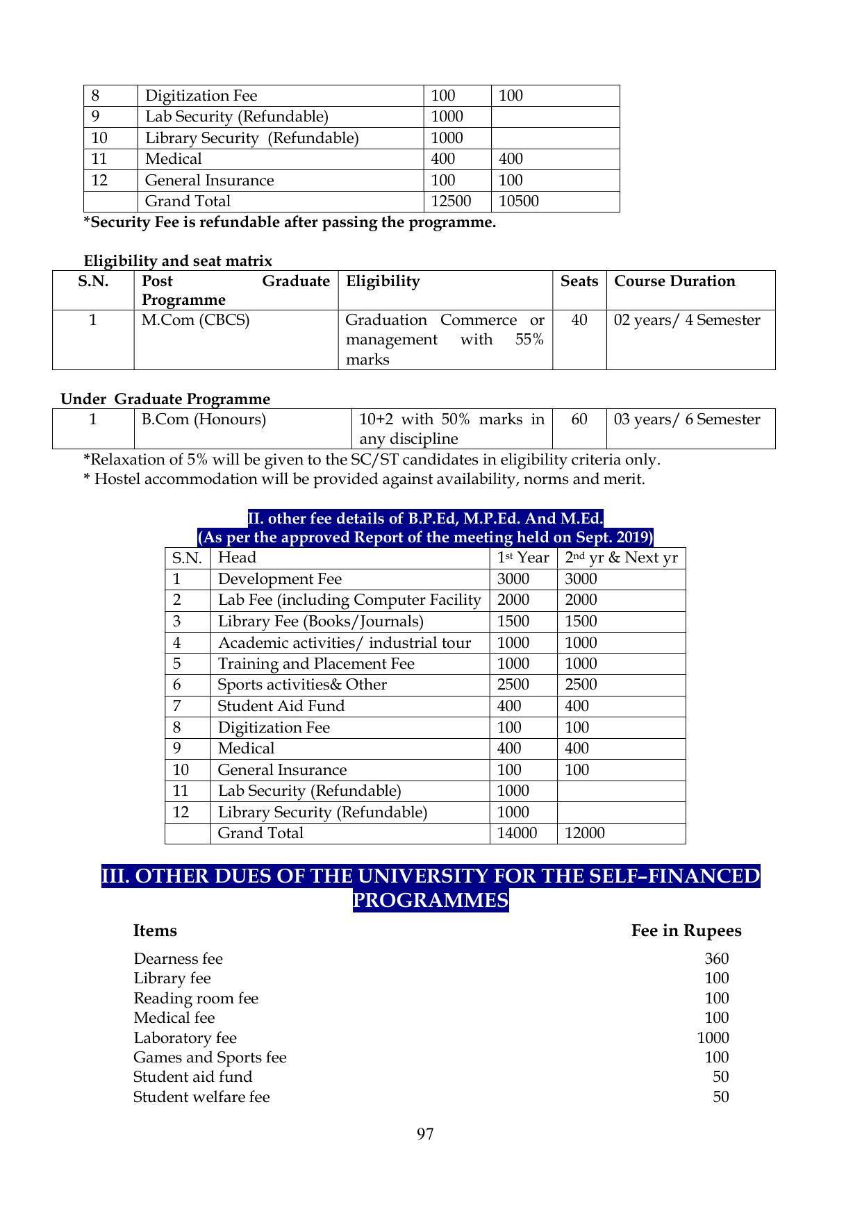 Chaudhary Charan Singh University: Meerut University, Meerut Information Brochure 2021-22 - Page 97