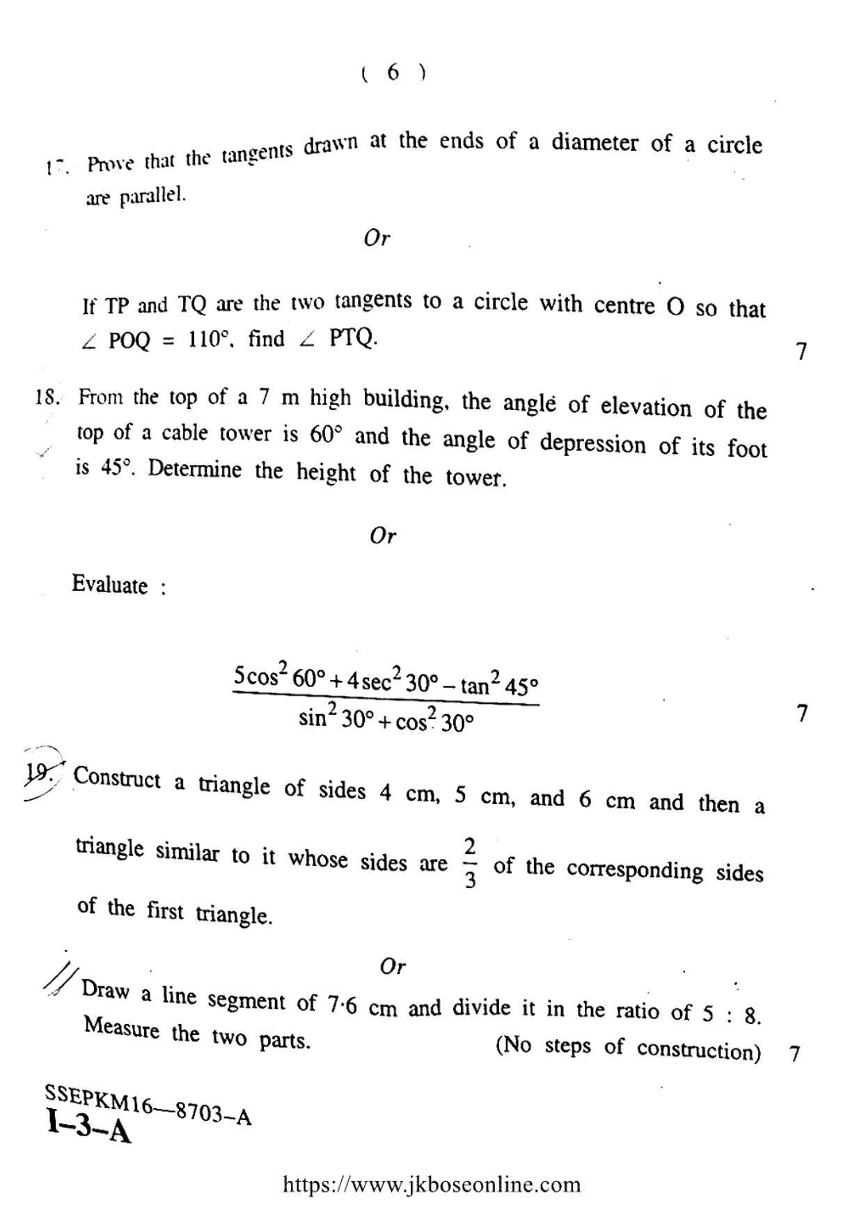 JKBOSE Class 12 Mathematics Question Papers 2016 (8703-A) - Page 6