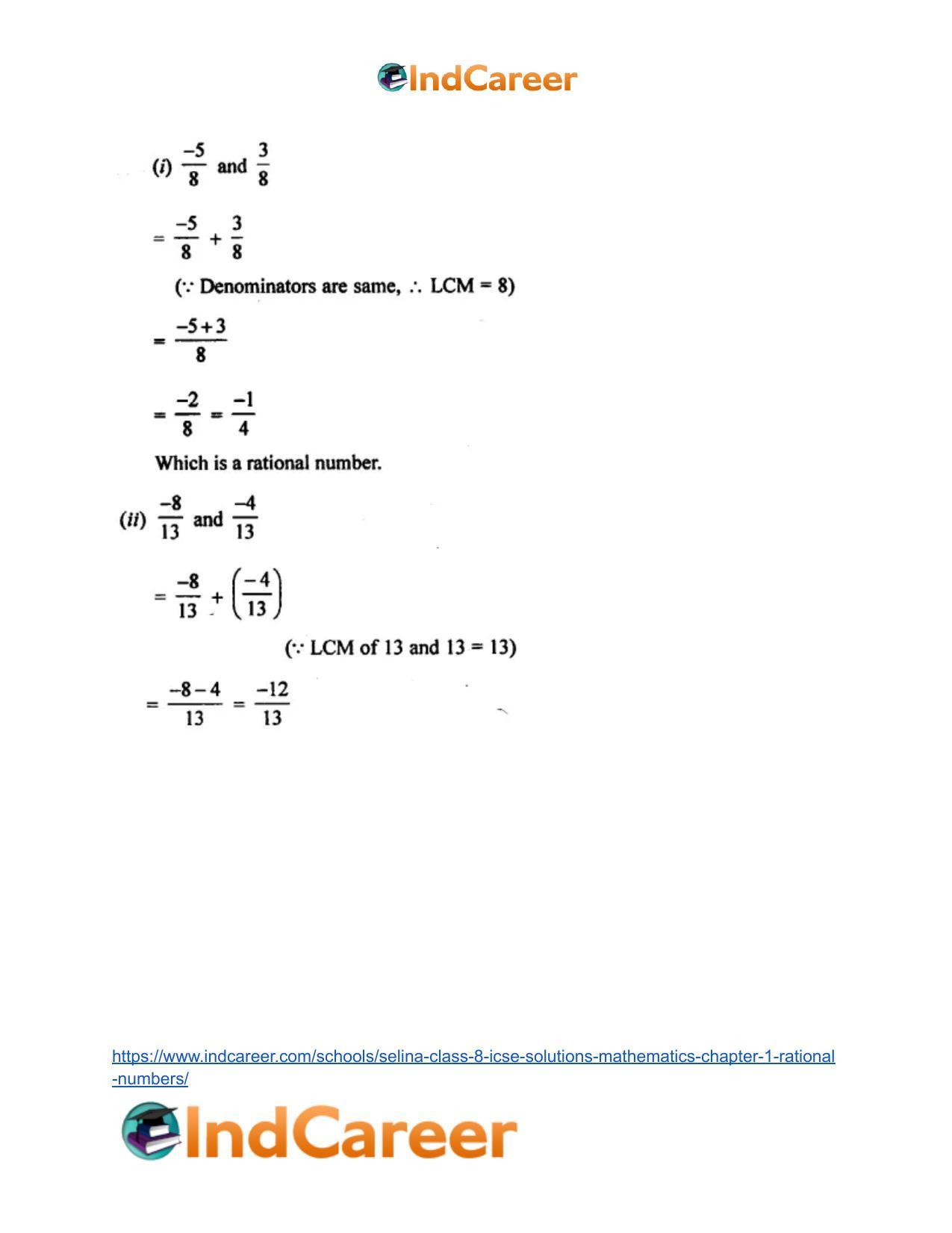 Selina Class 8 ICSE Solutions Mathematics : Chapter 1- Rational Numbers - Page 3