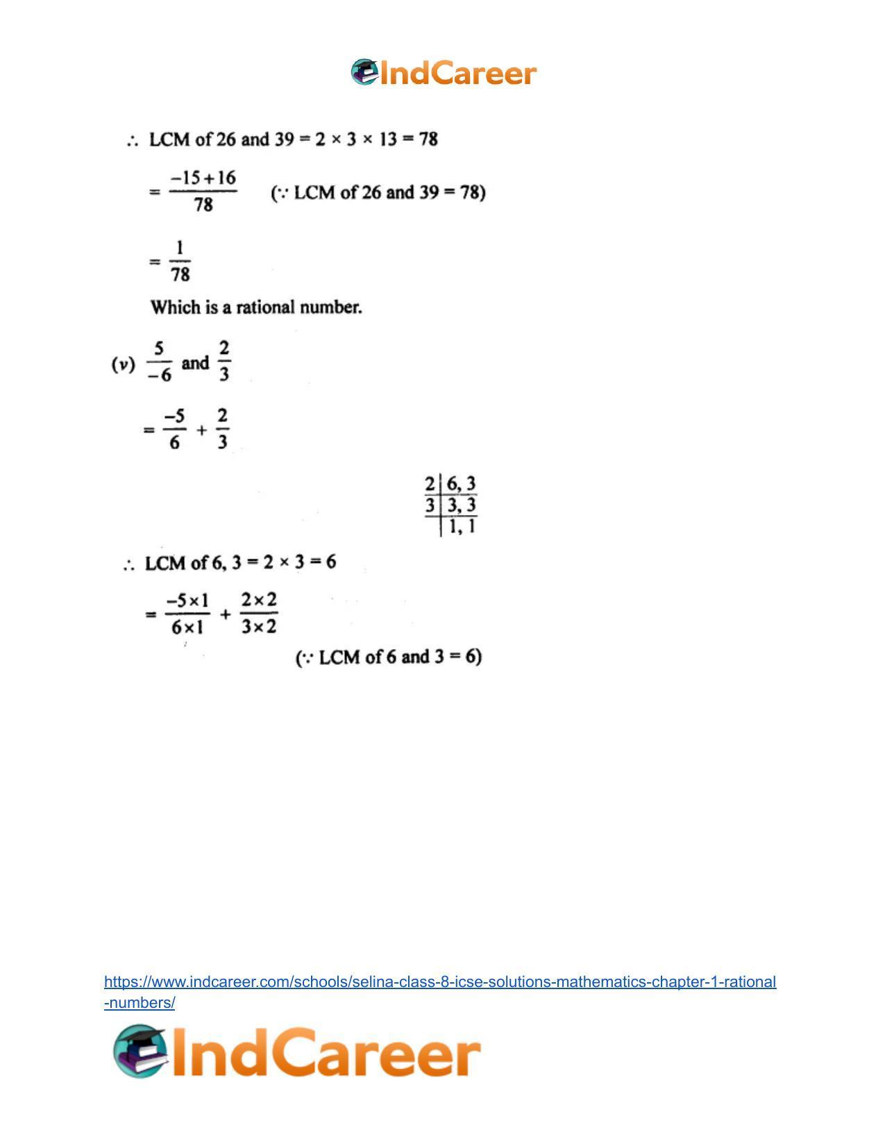 Selina Class 8 ICSE Solutions Mathematics : Chapter 1- Rational Numbers - Page 5