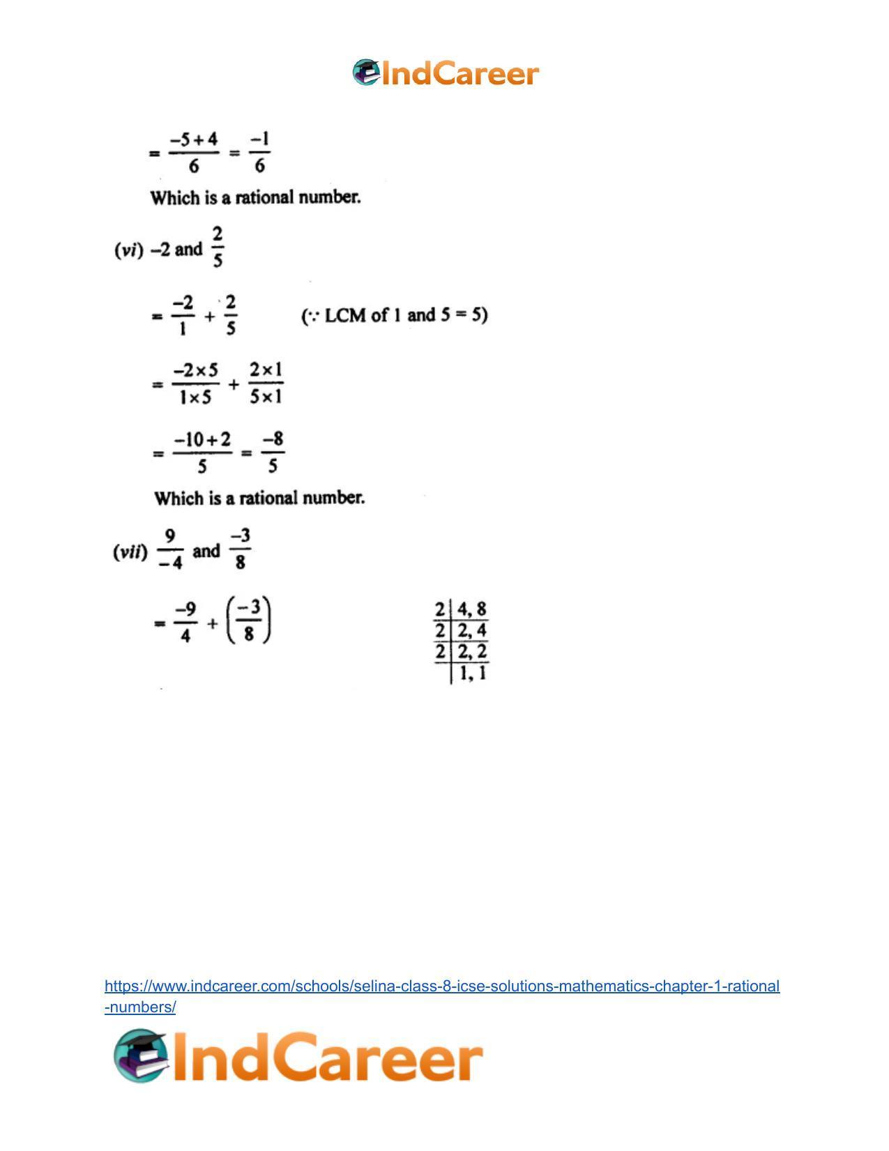 Selina Class 8 ICSE Solutions Mathematics : Chapter 1- Rational Numbers - Page 6