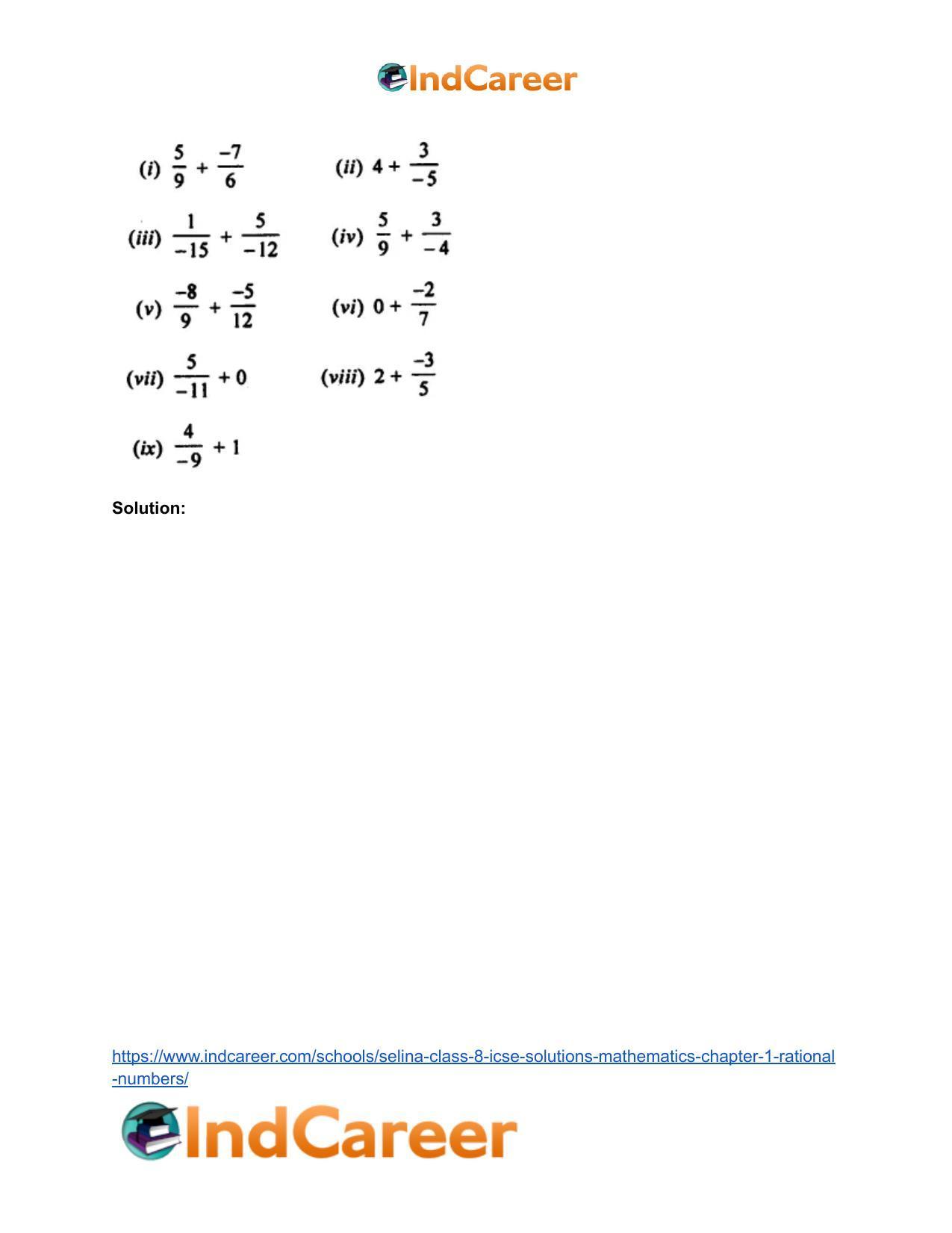 Selina Class 8 ICSE Solutions Mathematics : Chapter 1- Rational Numbers - Page 8