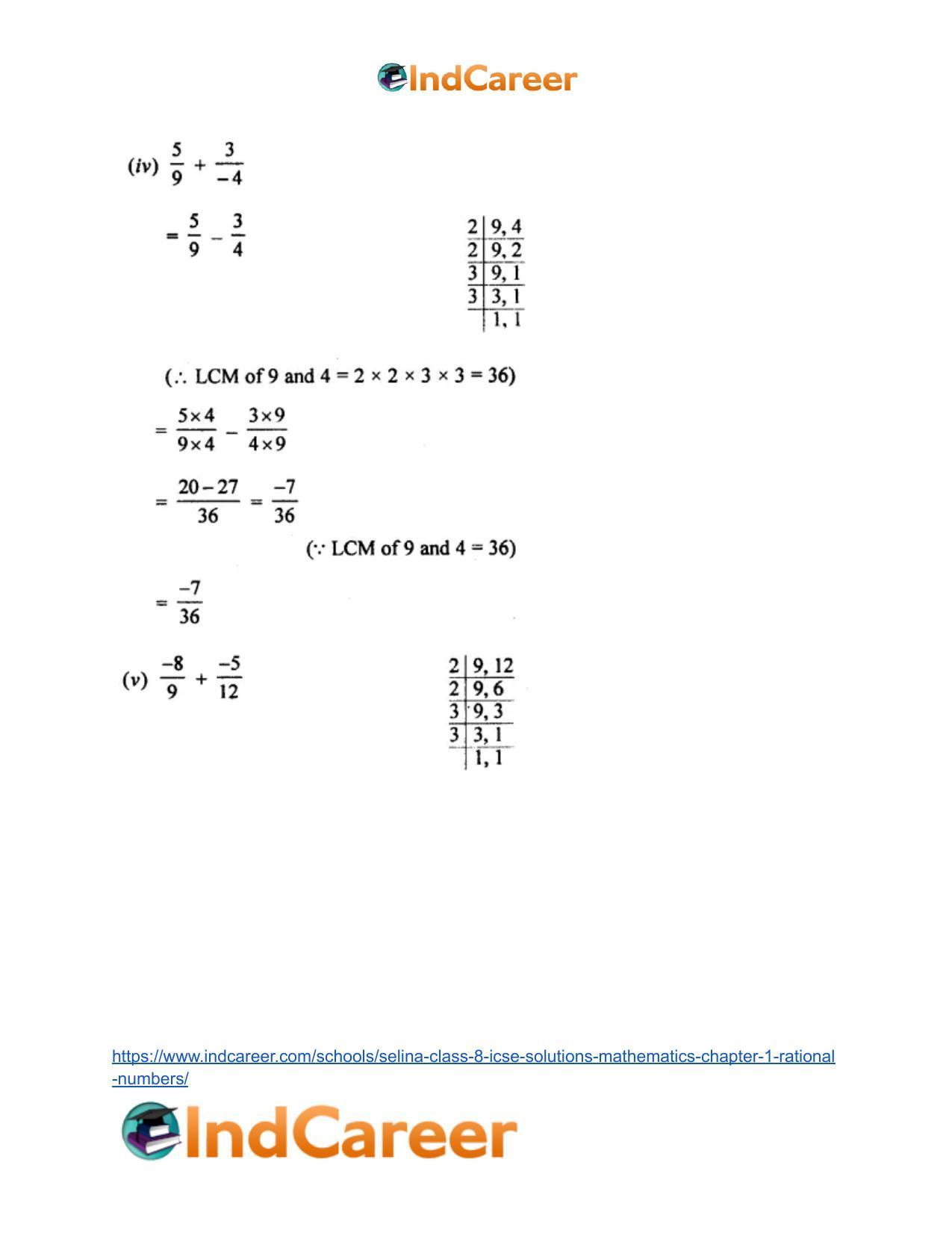 Selina Class 8 ICSE Solutions Mathematics : Chapter 1- Rational Numbers - Page 11