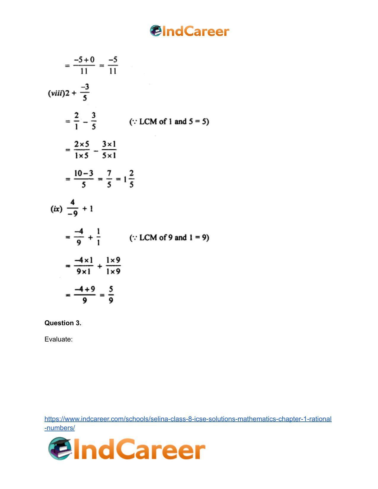 Selina Class 8 ICSE Solutions Mathematics : Chapter 1- Rational Numbers - Page 13