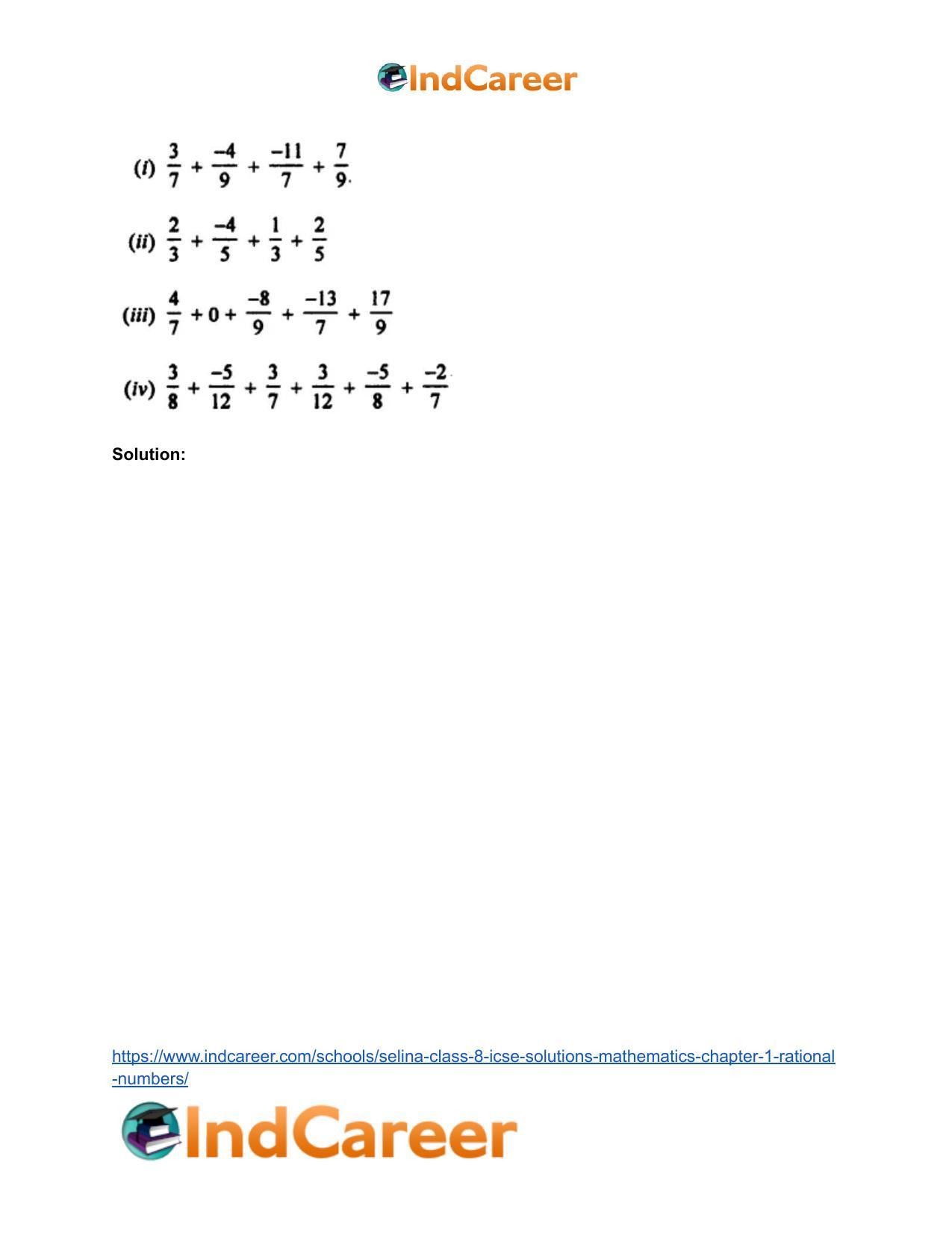 Selina Class 8 ICSE Solutions Mathematics : Chapter 1- Rational Numbers - Page 14