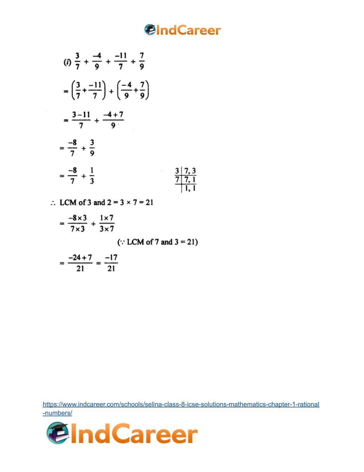 Selina Class 8 ICSE Solutions Mathematics : Chapter 1- Rational Numbers - Page 15