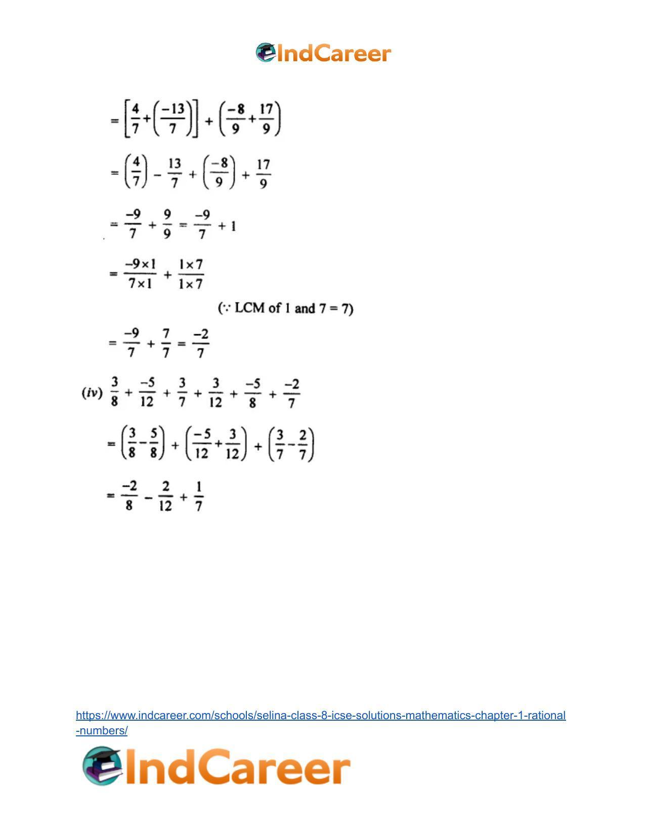 Selina Class 8 ICSE Solutions Mathematics : Chapter 1- Rational Numbers - Page 17