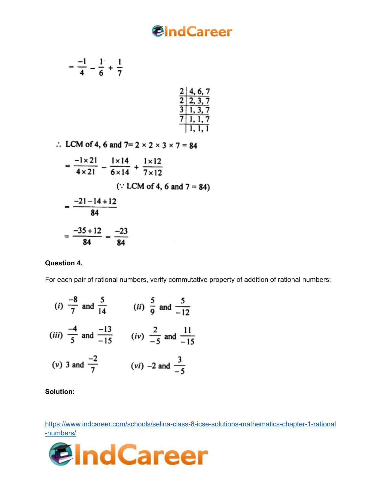 Selina Class 8 ICSE Solutions Mathematics : Chapter 1- Rational Numbers - Page 18