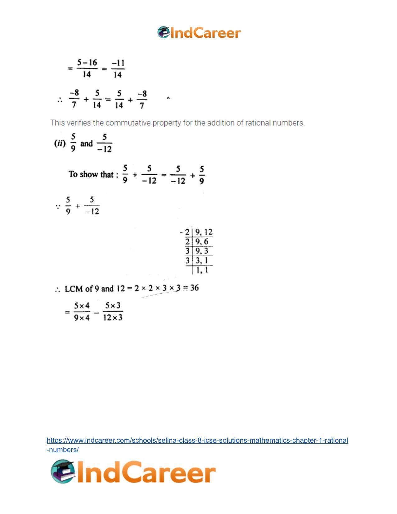 Selina Class 8 ICSE Solutions Mathematics : Chapter 1- Rational Numbers - Page 20