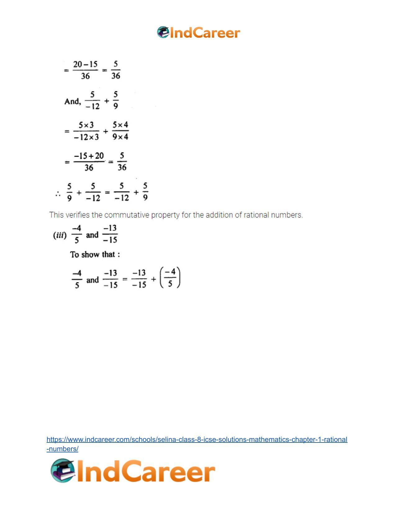 Selina Class 8 ICSE Solutions Mathematics : Chapter 1- Rational Numbers - Page 21