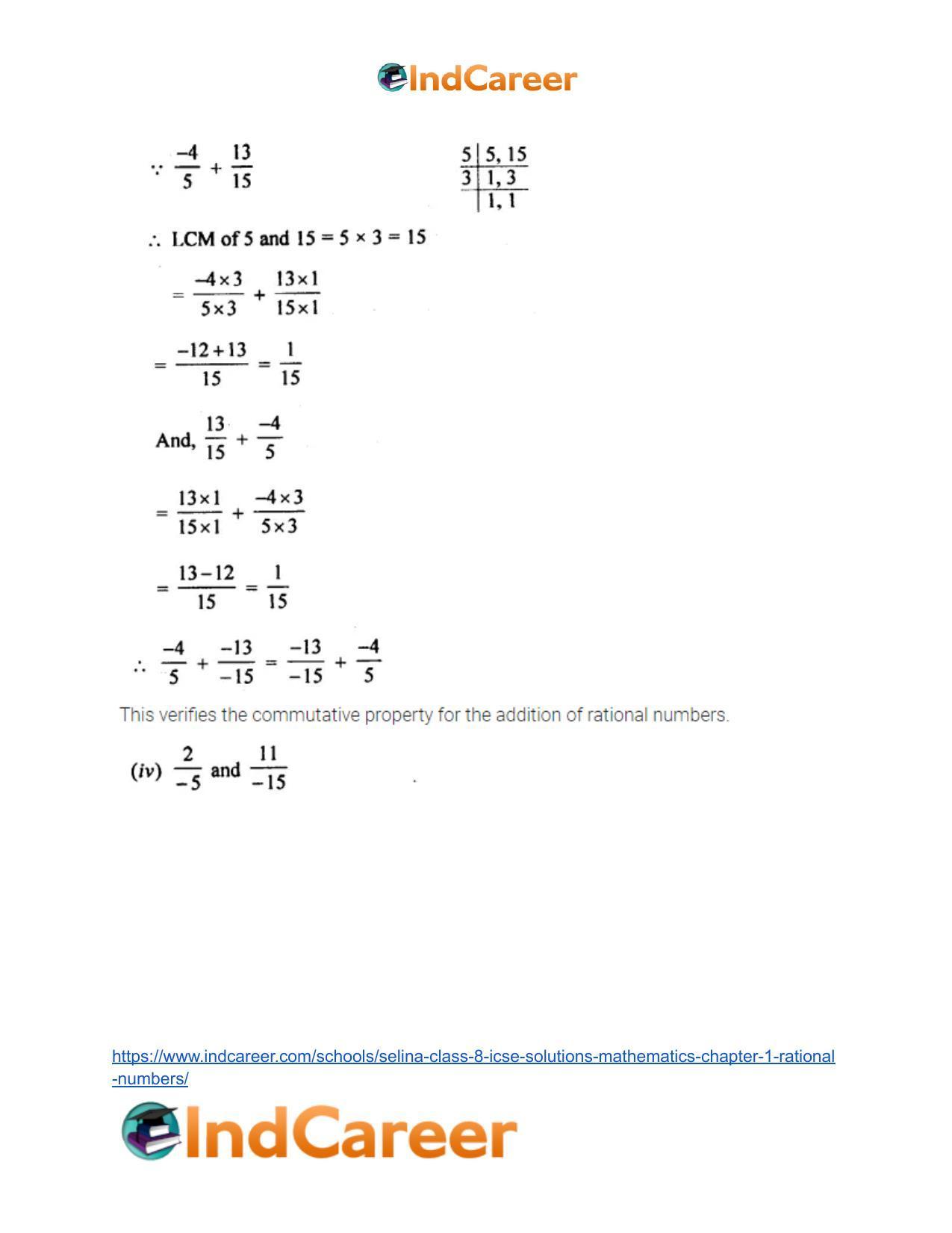 Selina Class 8 ICSE Solutions Mathematics : Chapter 1- Rational Numbers - Page 22