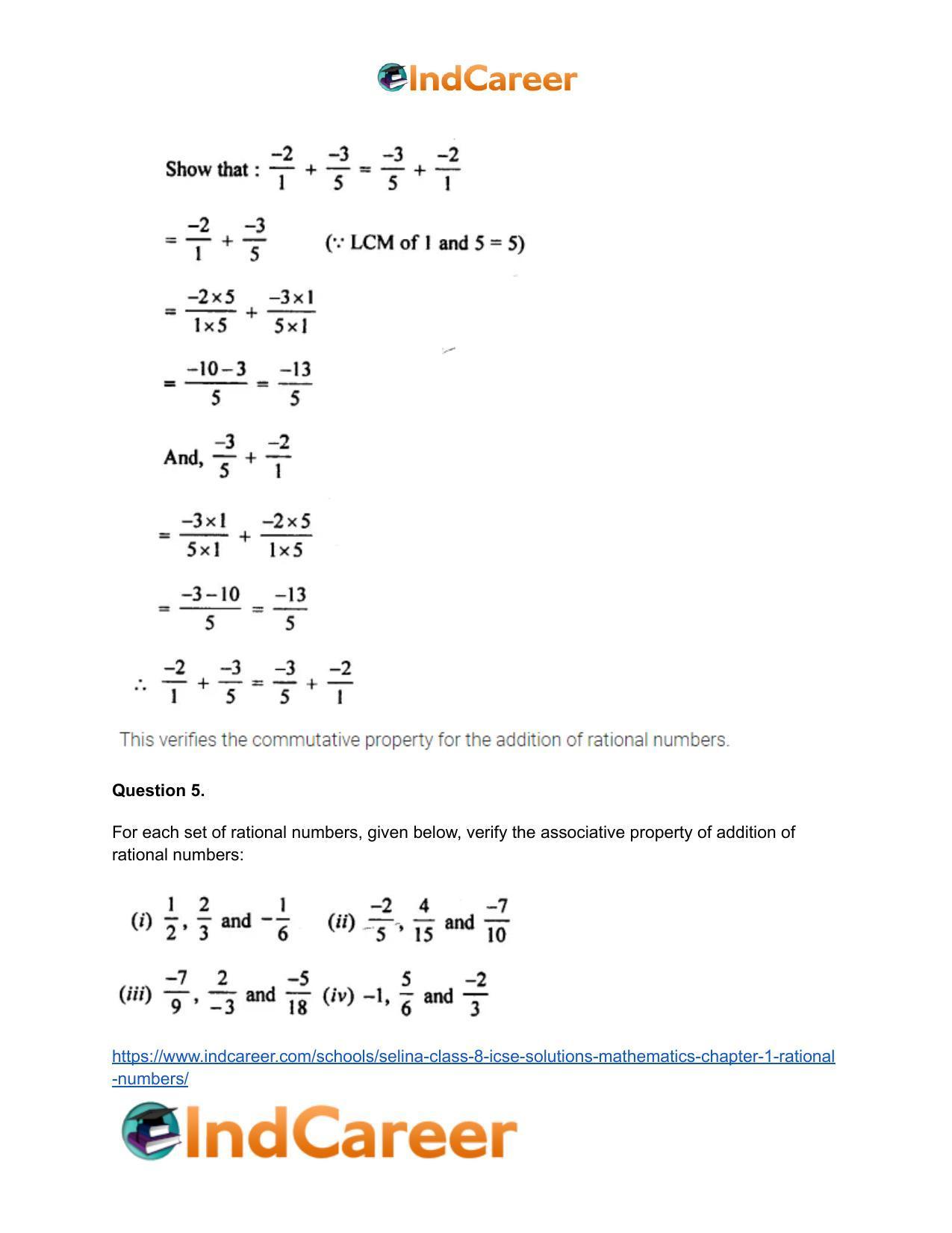 Selina Class 8 ICSE Solutions Mathematics : Chapter 1- Rational Numbers - Page 25