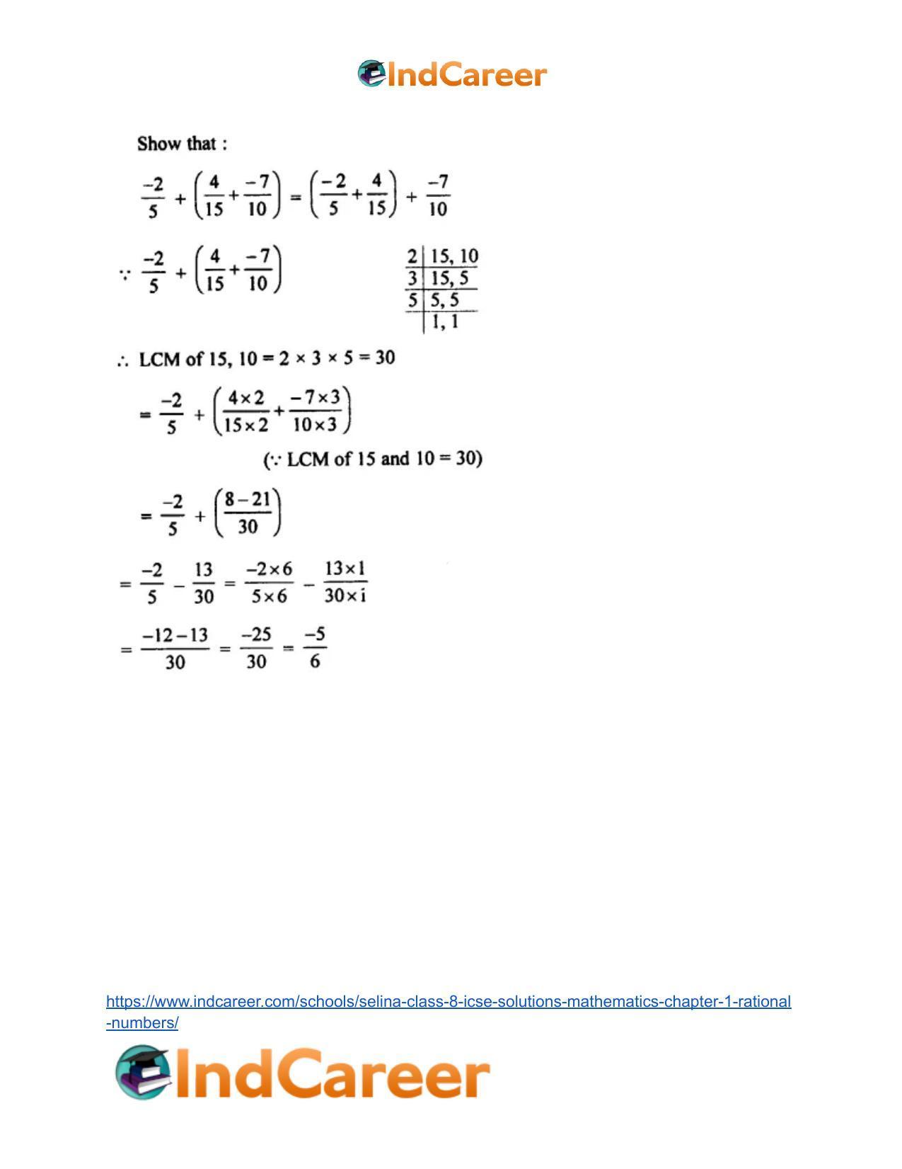 Selina Class 8 ICSE Solutions Mathematics : Chapter 1- Rational Numbers - Page 28