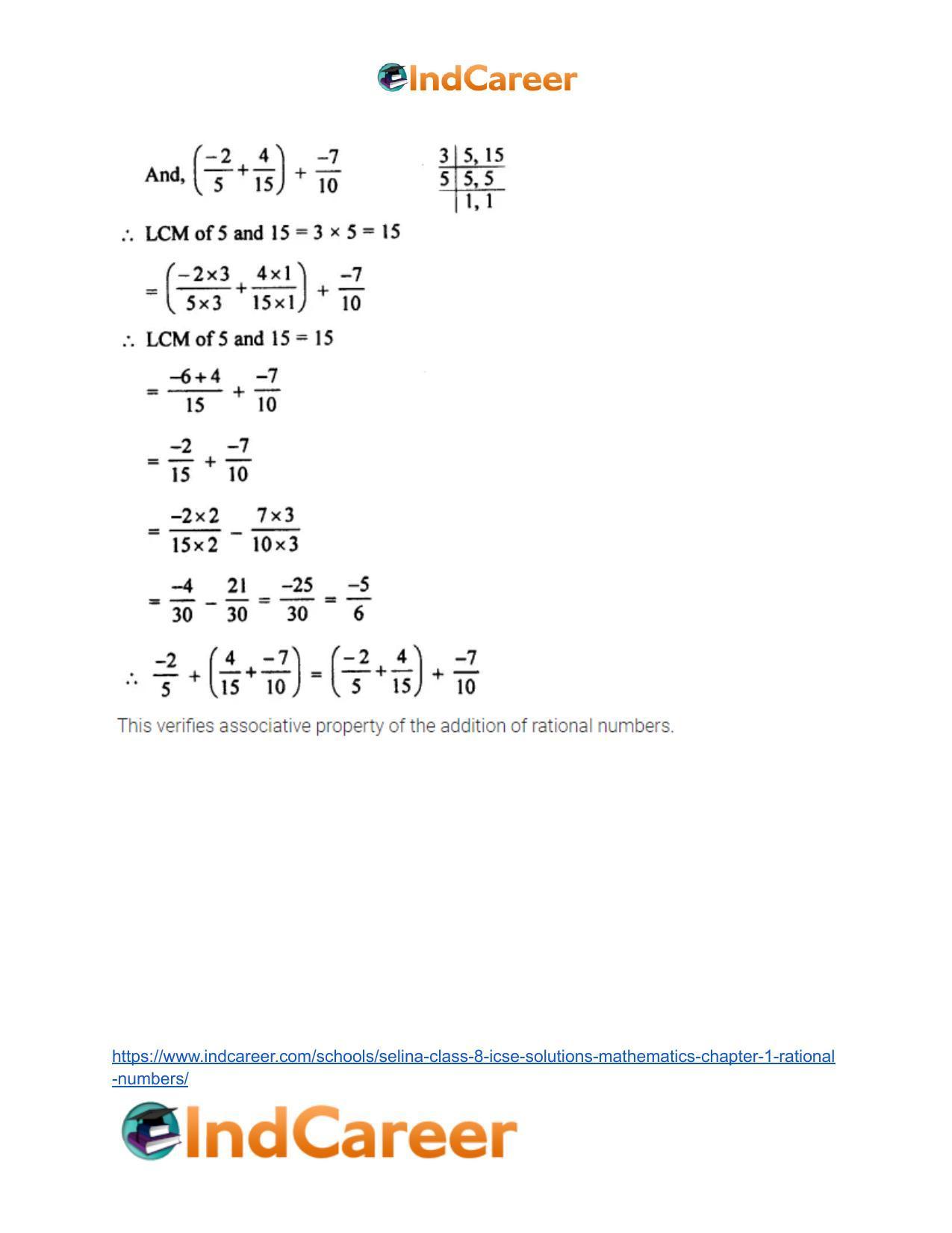 Selina Class 8 ICSE Solutions Mathematics : Chapter 1- Rational Numbers - Page 29