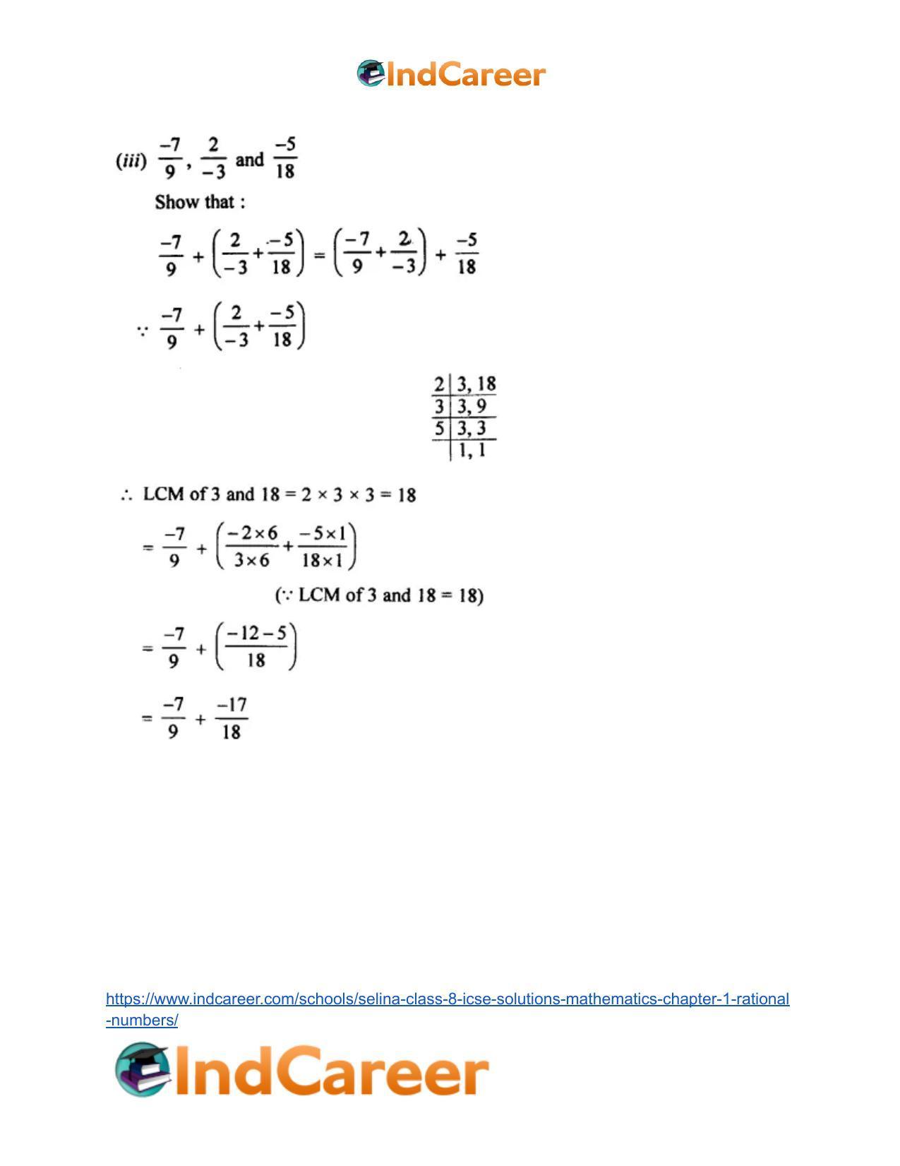 Selina Class 8 ICSE Solutions Mathematics : Chapter 1- Rational Numbers - Page 30