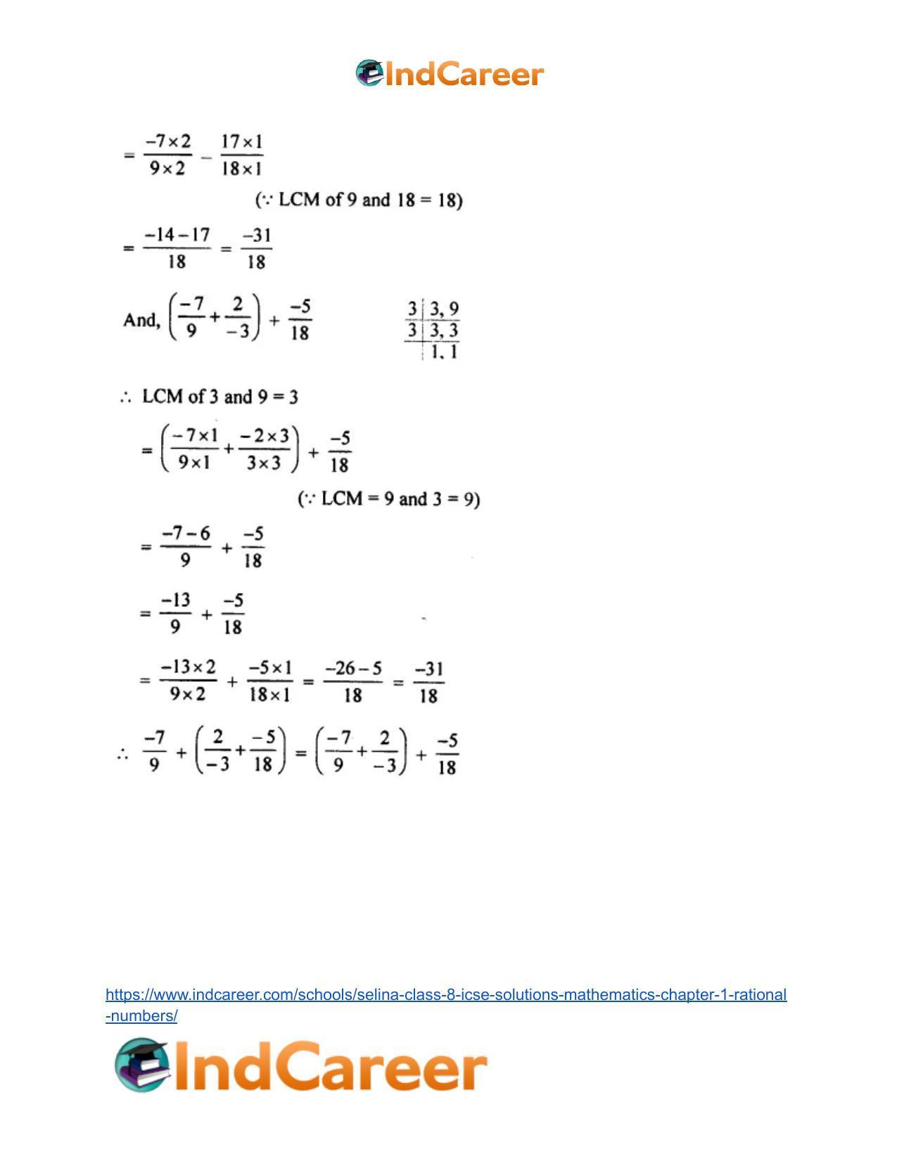 Selina Class 8 ICSE Solutions Mathematics : Chapter 1- Rational Numbers - Page 31