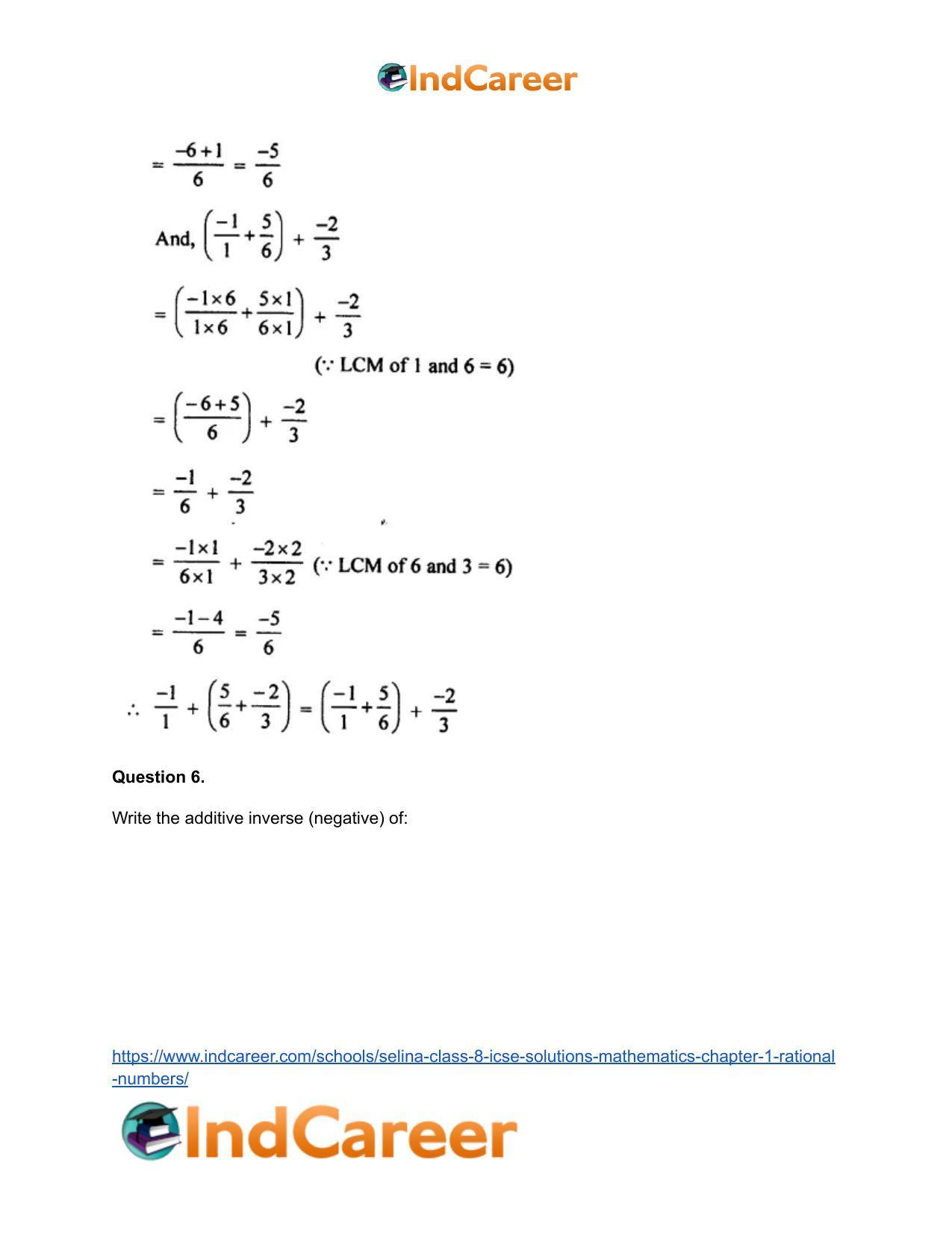 Selina Class 8 ICSE Solutions Mathematics : Chapter 1- Rational Numbers - Page 33