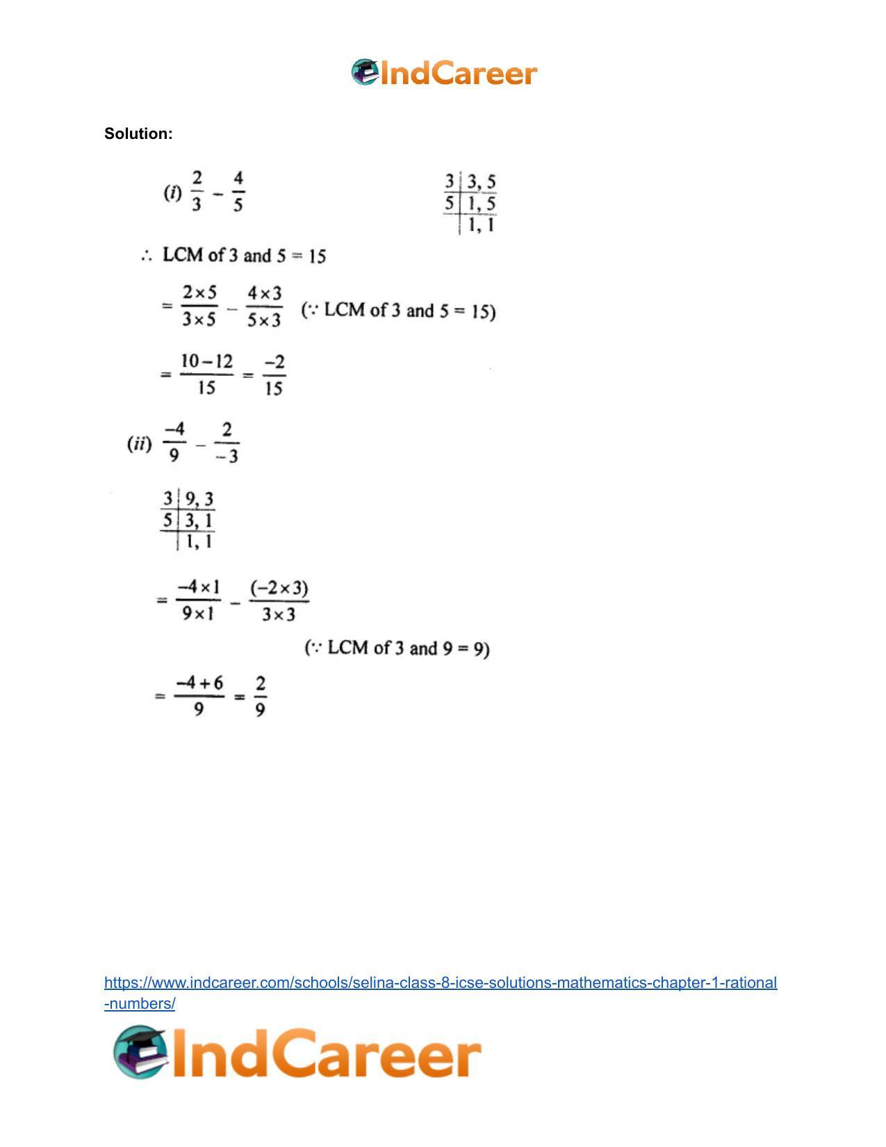 Selina Class 8 ICSE Solutions Mathematics : Chapter 1- Rational Numbers - Page 37