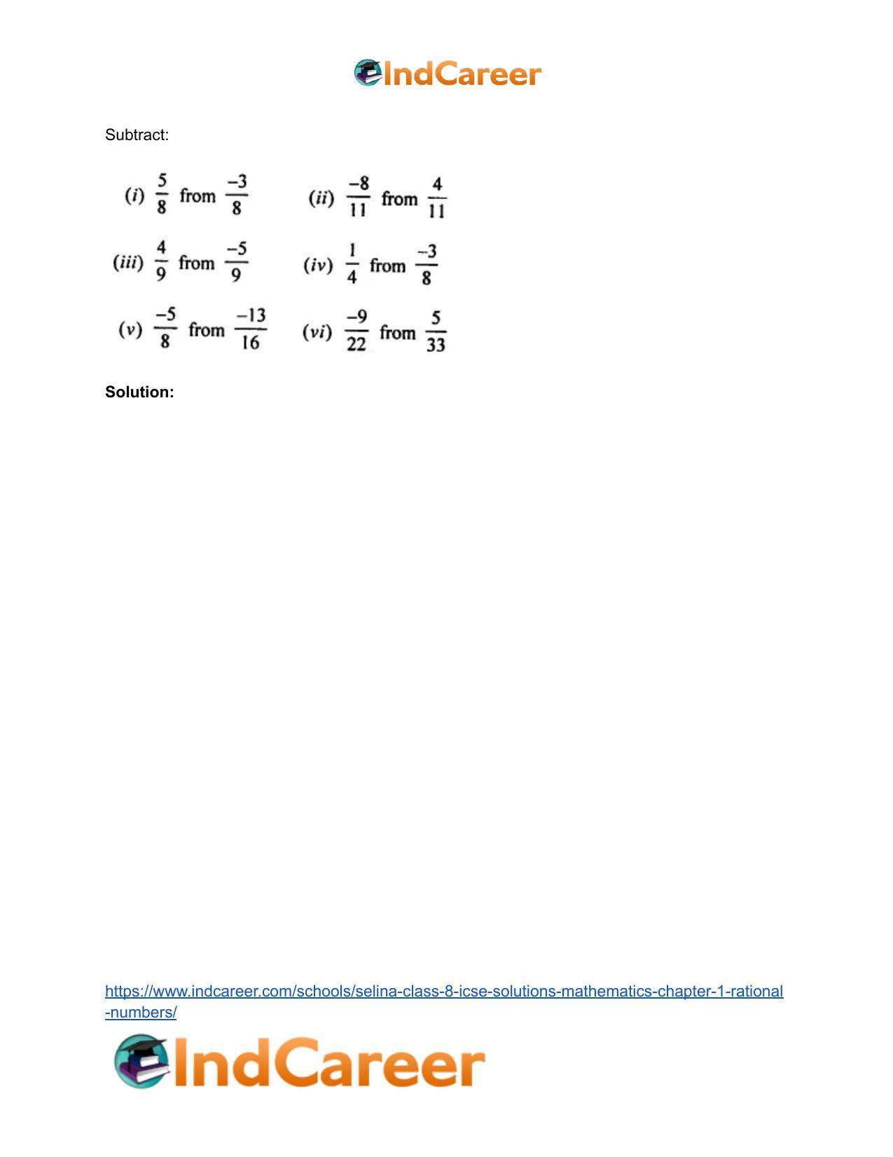 Selina Class 8 ICSE Solutions Mathematics : Chapter 1- Rational Numbers - Page 40