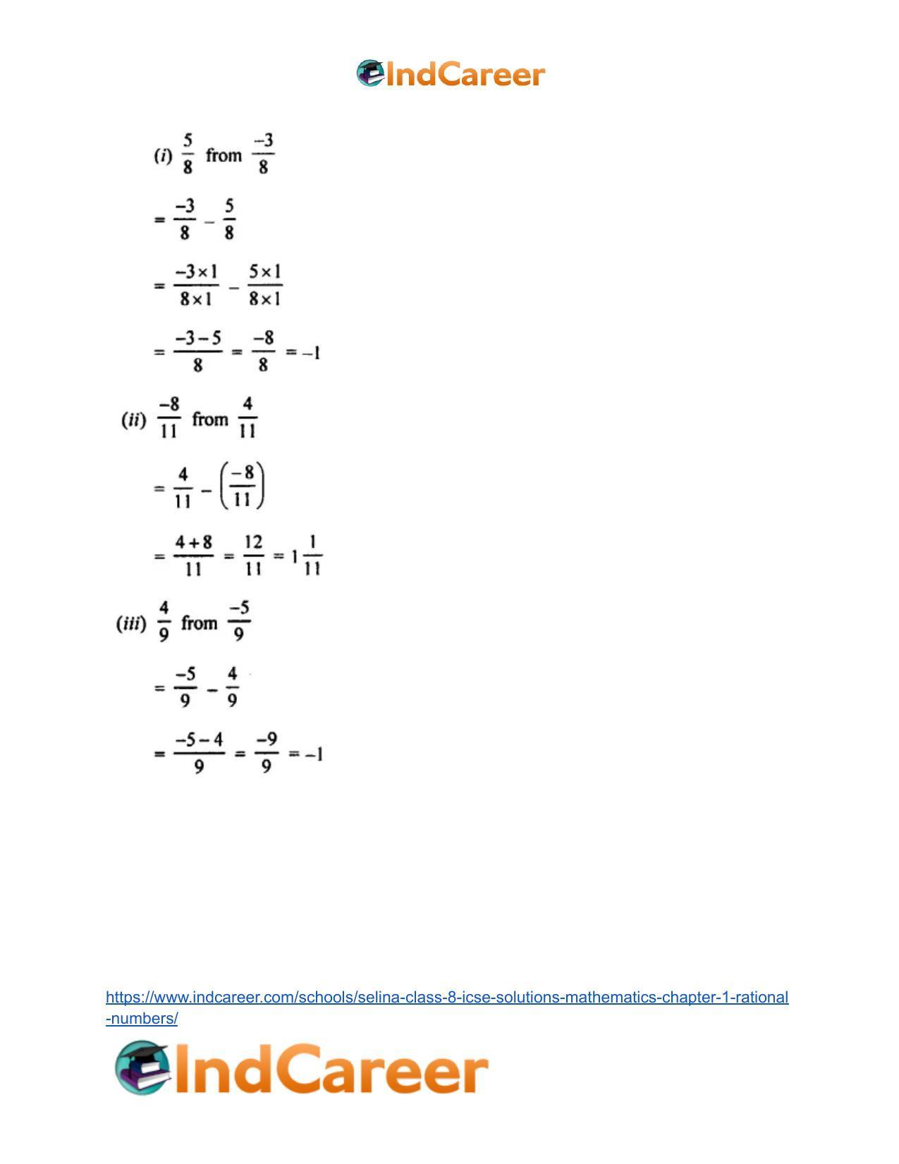Selina Class 8 ICSE Solutions Mathematics : Chapter 1- Rational Numbers - Page 41