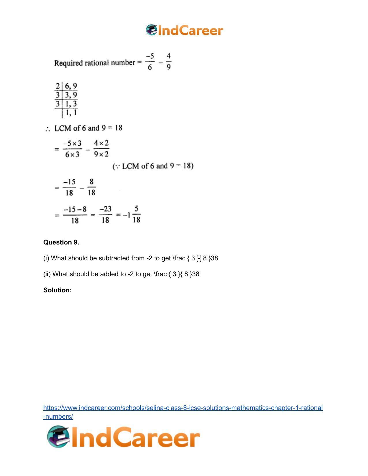 Selina Class 8 ICSE Solutions Mathematics : Chapter 1- Rational Numbers - Page 49