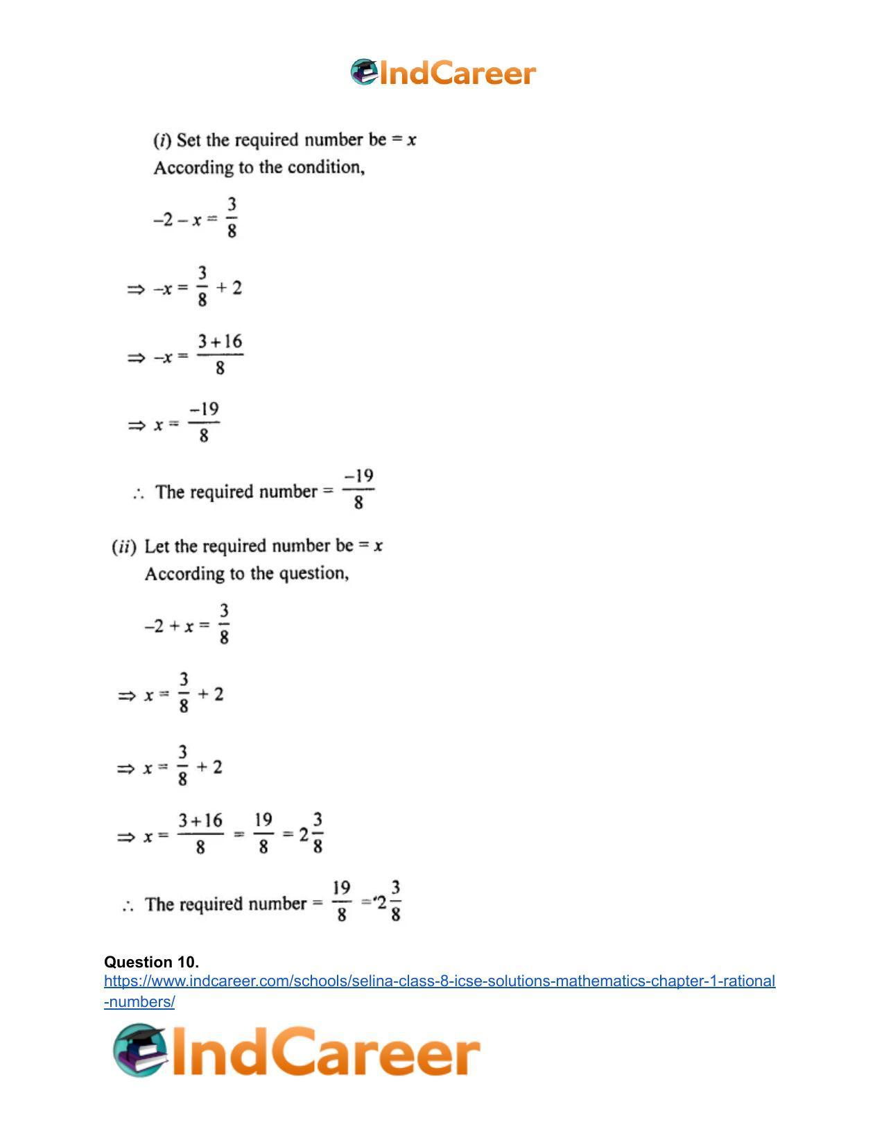 Selina Class 8 ICSE Solutions Mathematics : Chapter 1- Rational Numbers - Page 50