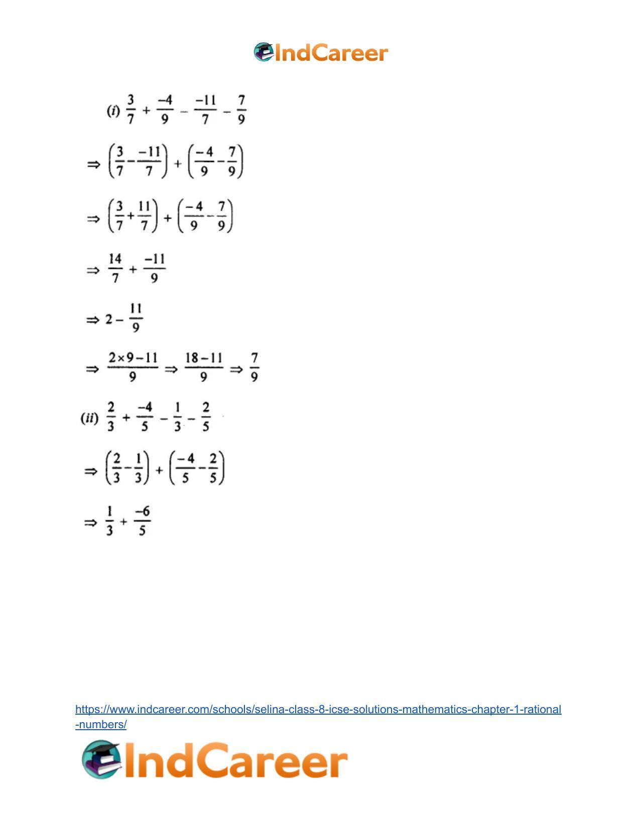 Selina Class 8 ICSE Solutions Mathematics : Chapter 1- Rational Numbers - Page 52