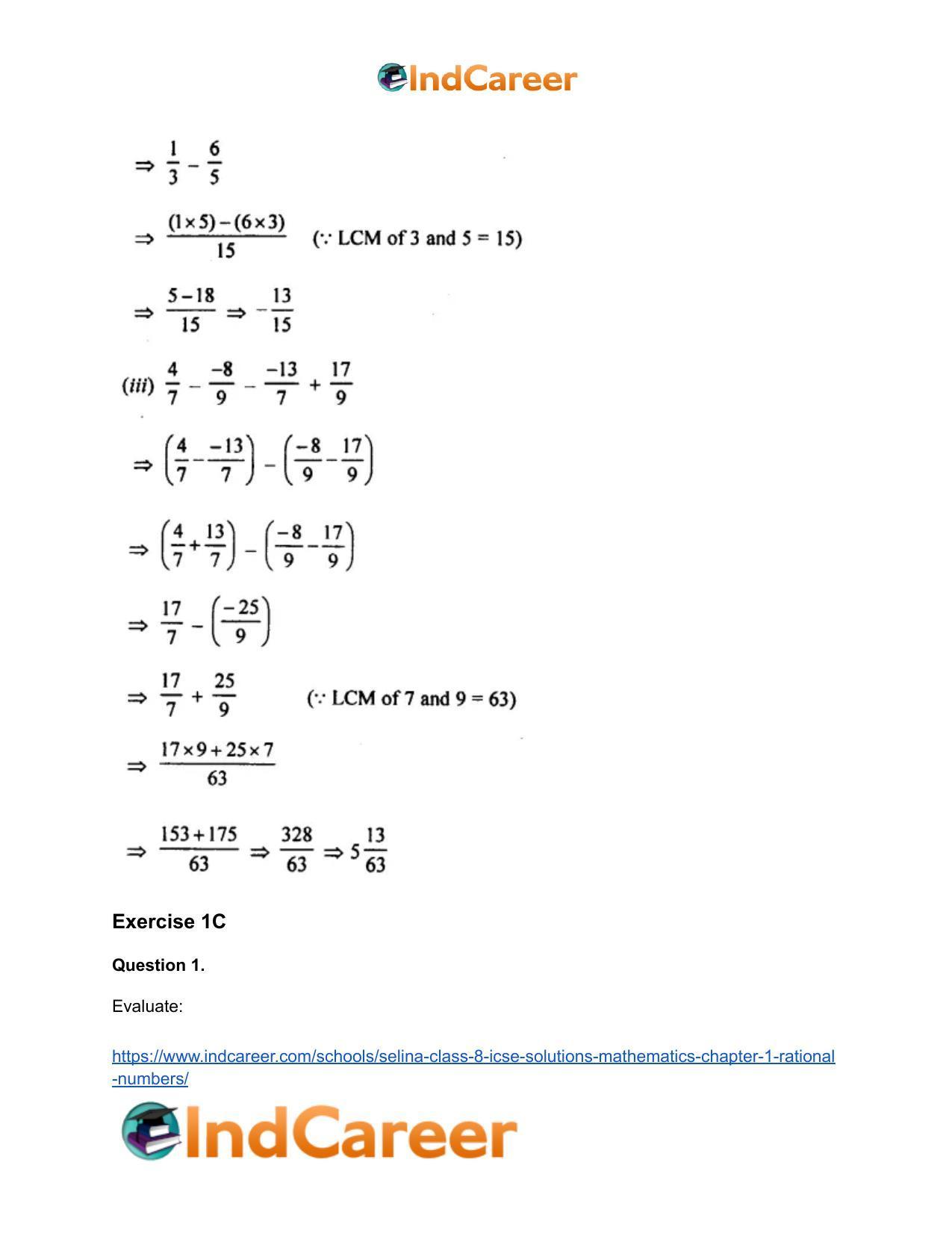 Selina Class 8 ICSE Solutions Mathematics : Chapter 1- Rational Numbers - Page 53