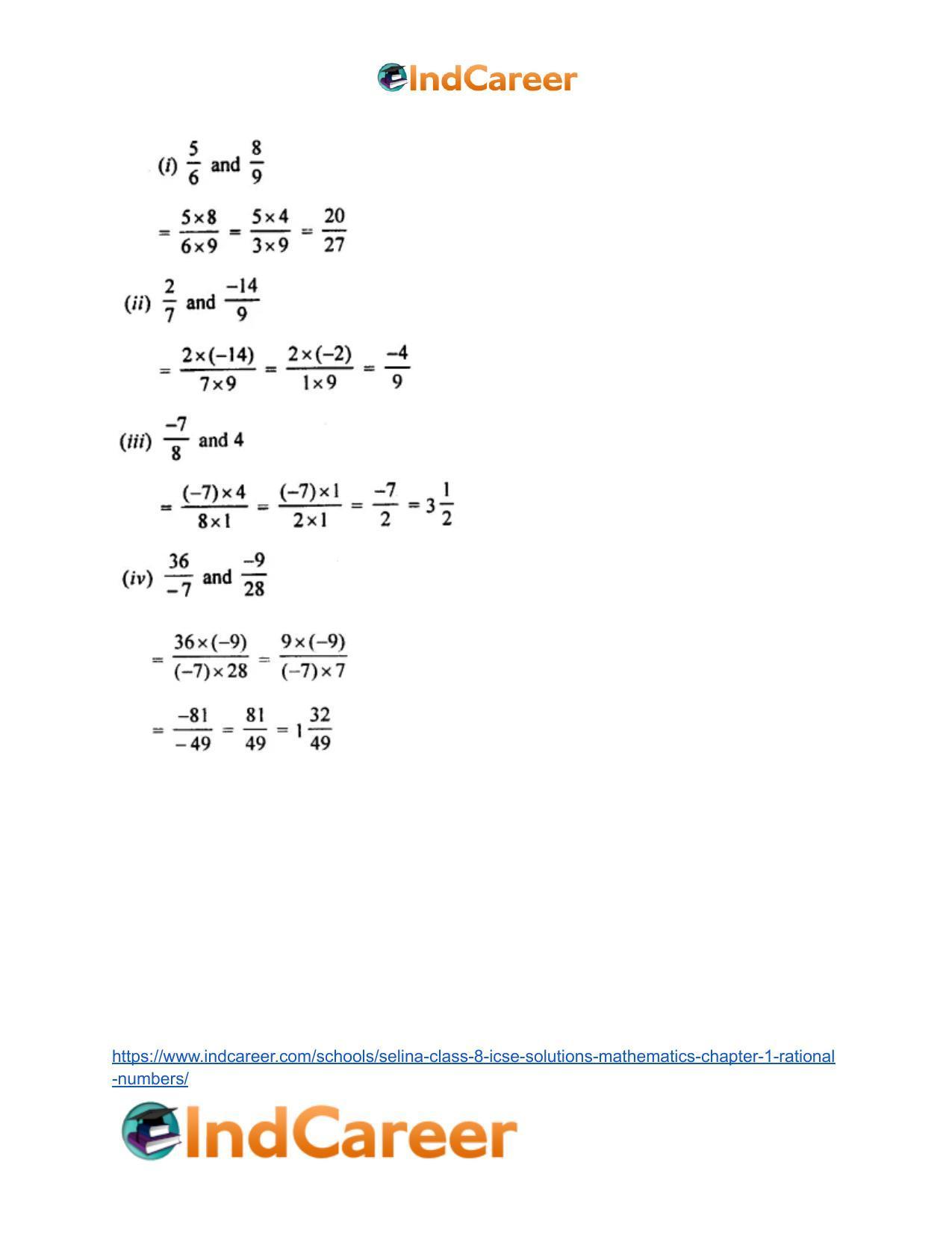 Selina Class 8 ICSE Solutions Mathematics : Chapter 1- Rational Numbers - Page 56