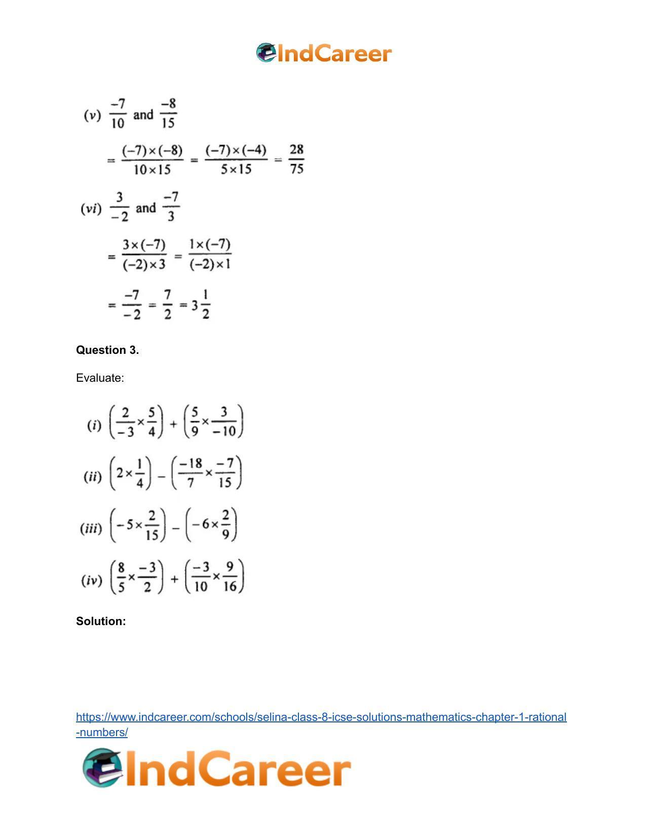 Selina Class 8 ICSE Solutions Mathematics : Chapter 1- Rational Numbers - Page 57