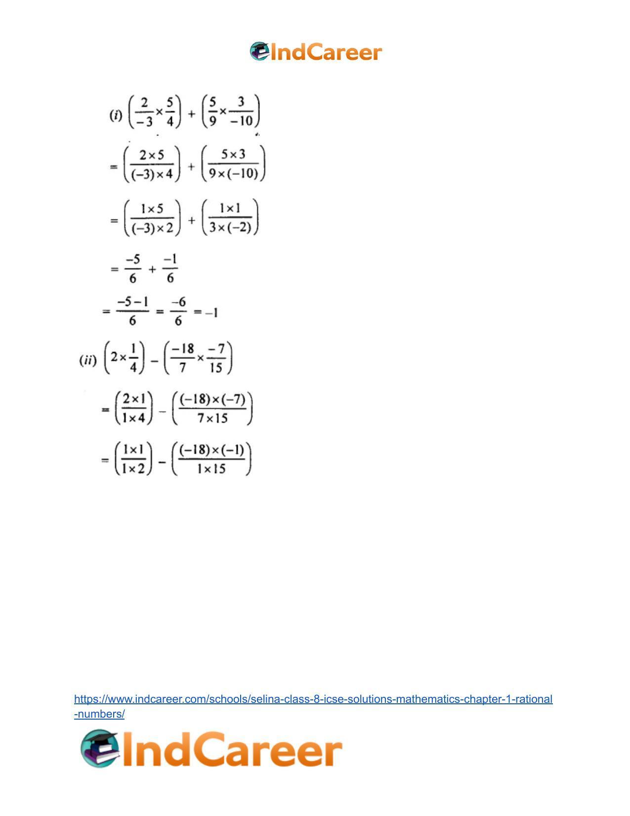 Selina Class 8 ICSE Solutions Mathematics : Chapter 1- Rational Numbers - Page 58